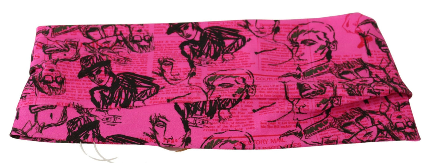 - Chic Pink Newspaper Print Cropped Top