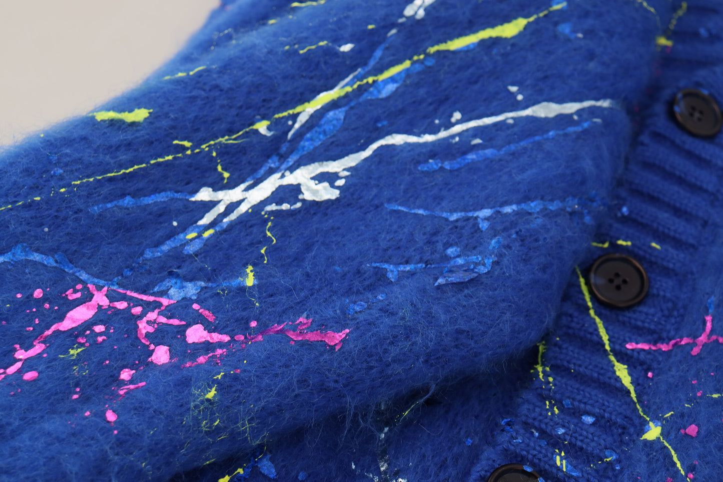 - Elegant Multicolor Splash Mohair Cardigan