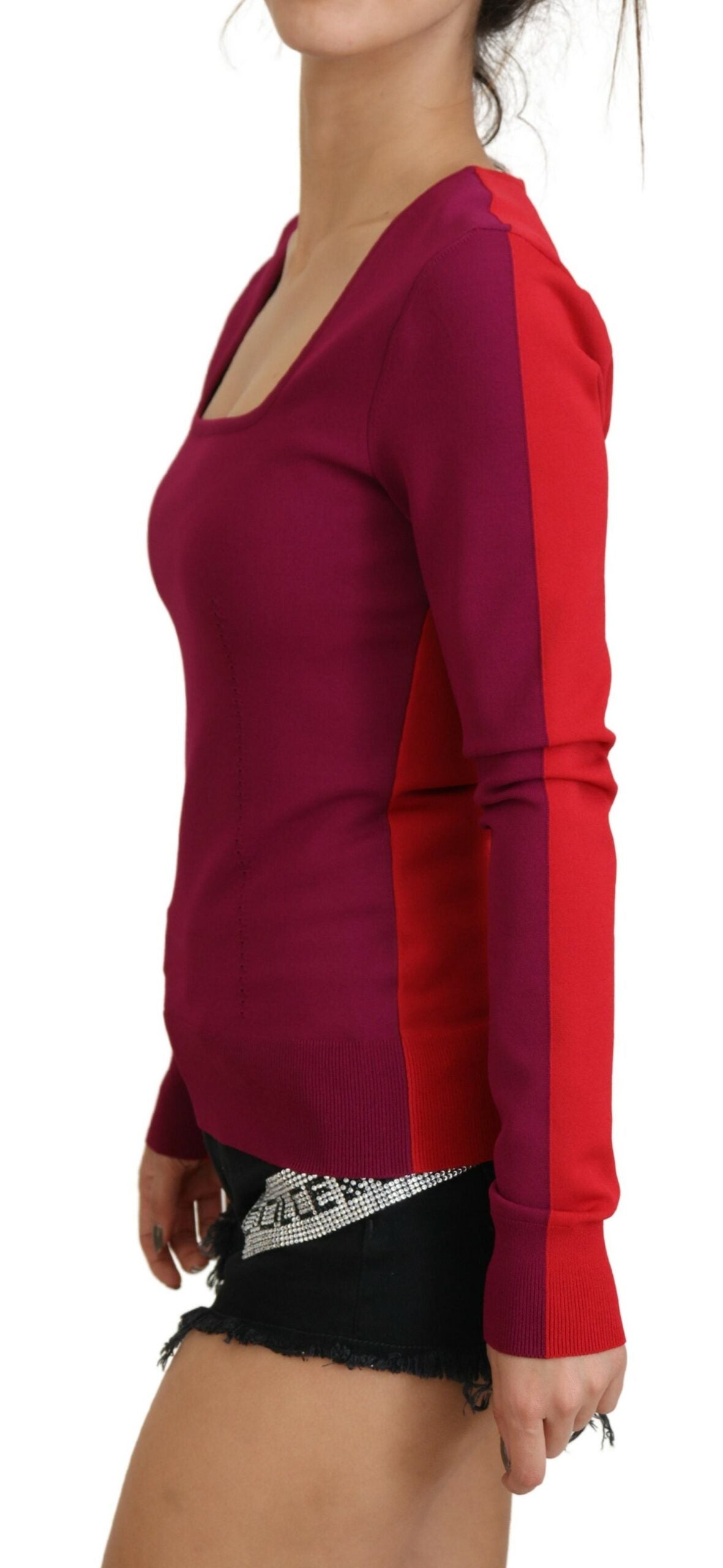 - Multicolor Square Neck Pullover Sweater