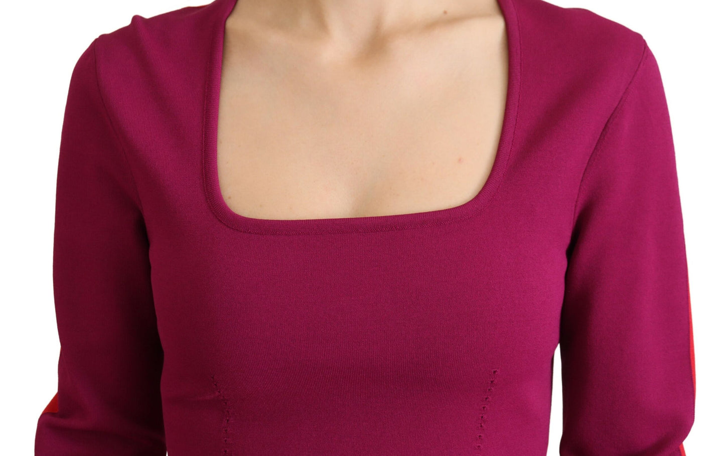 - Multicolor Square Neck Pullover Sweater