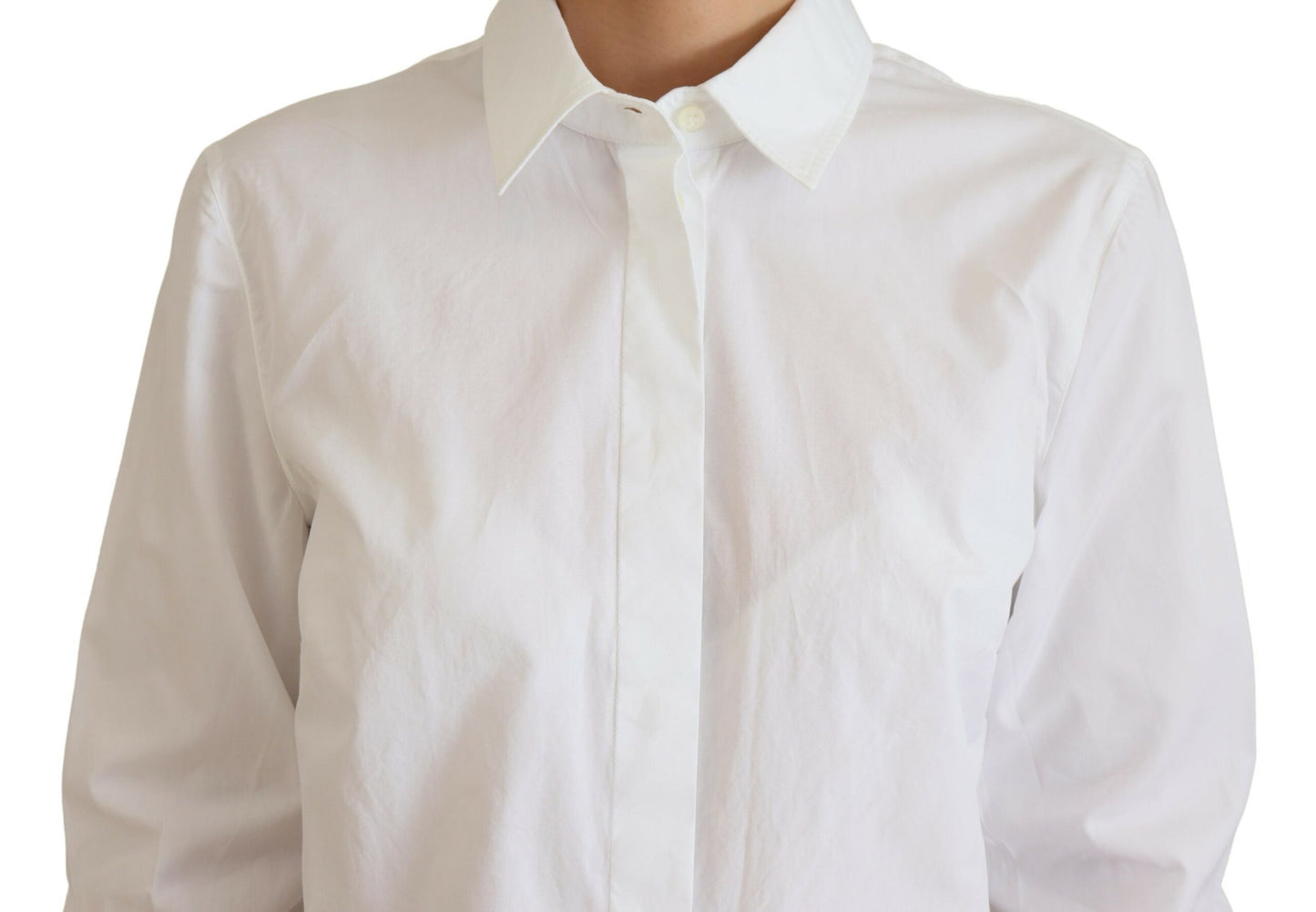 - Elegant White Cotton Button-Up Top