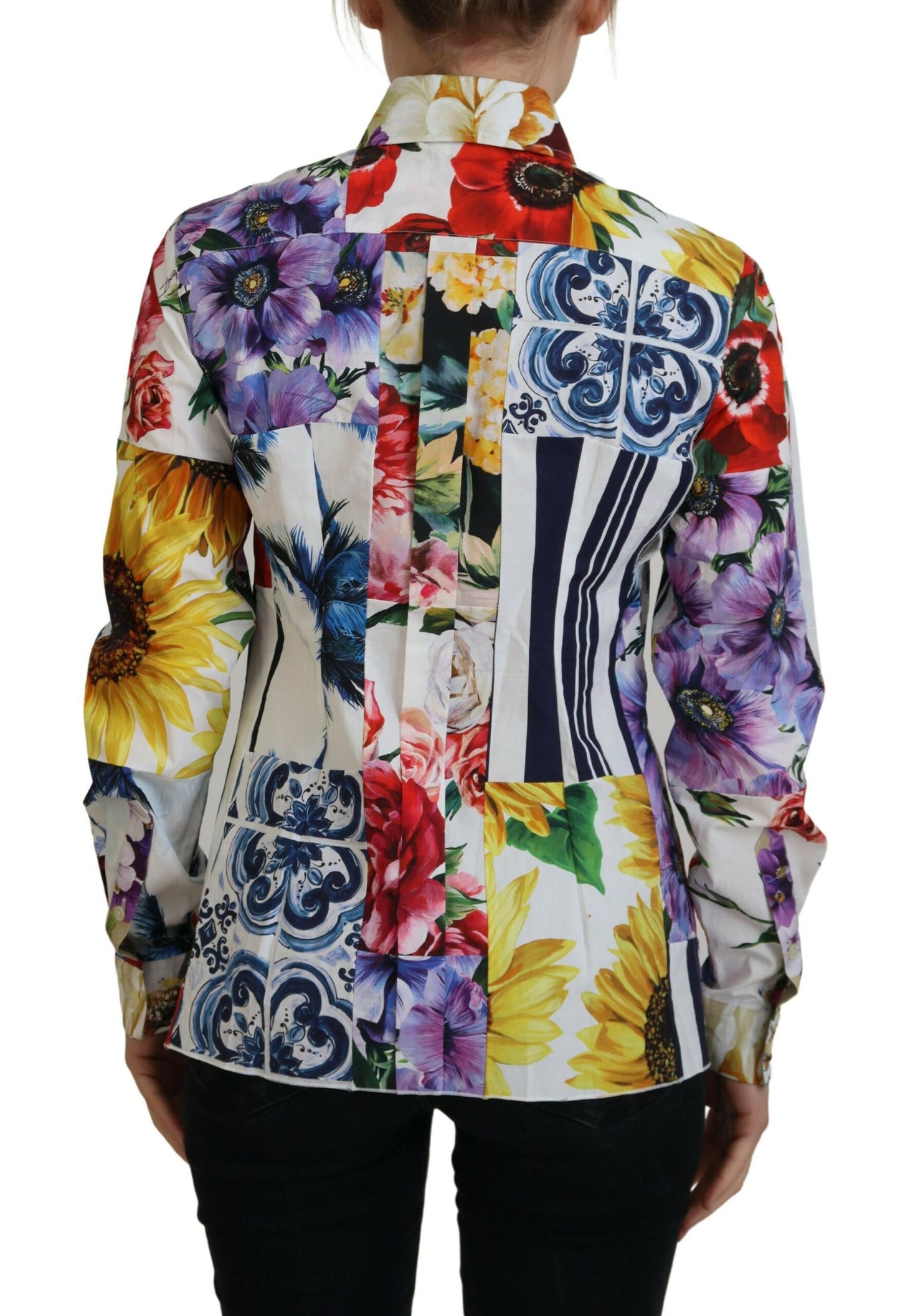 - Elegant Floral Cotton Long Sleeve Top