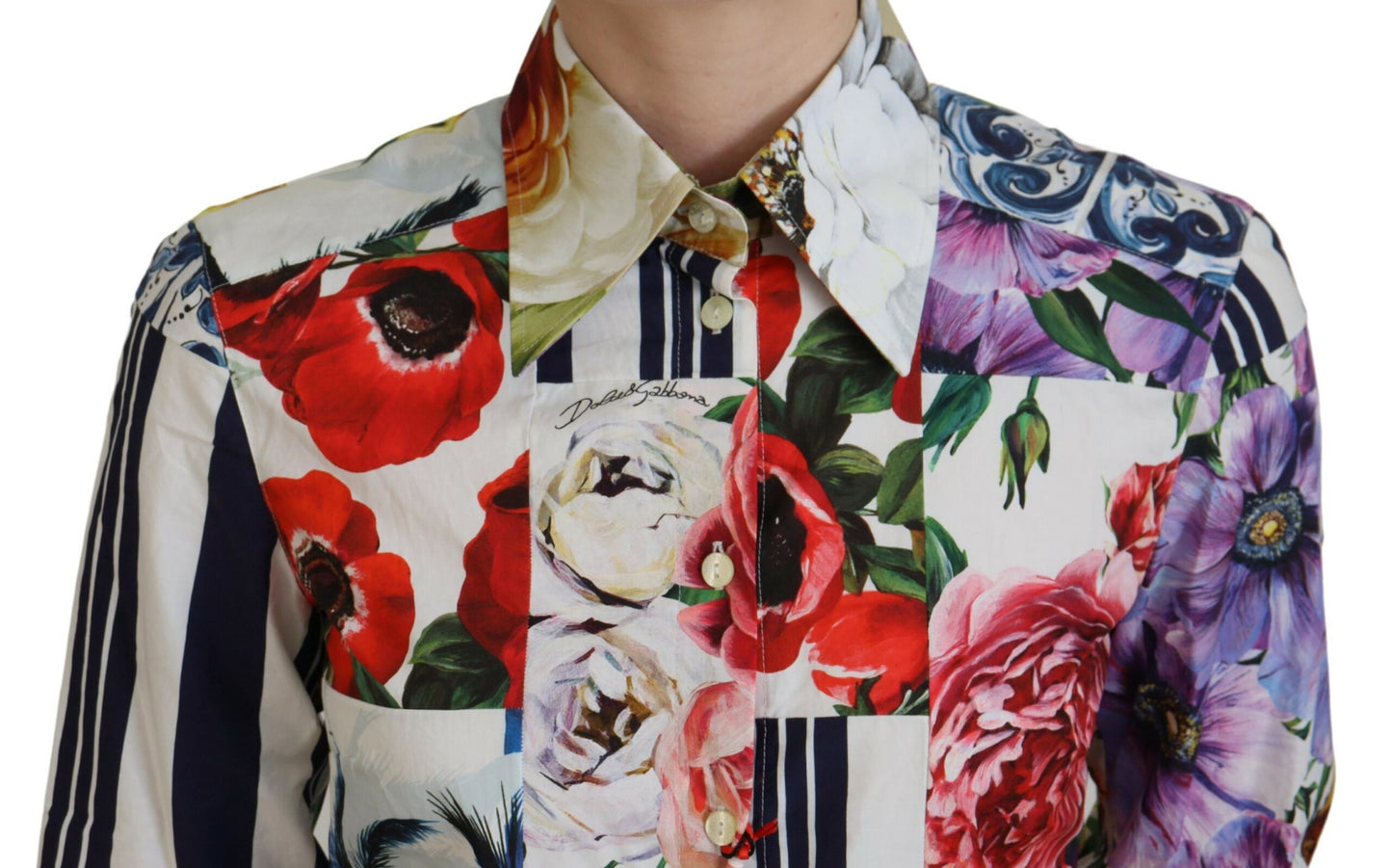 - Elegant Floral Cotton Long Sleeve Top
