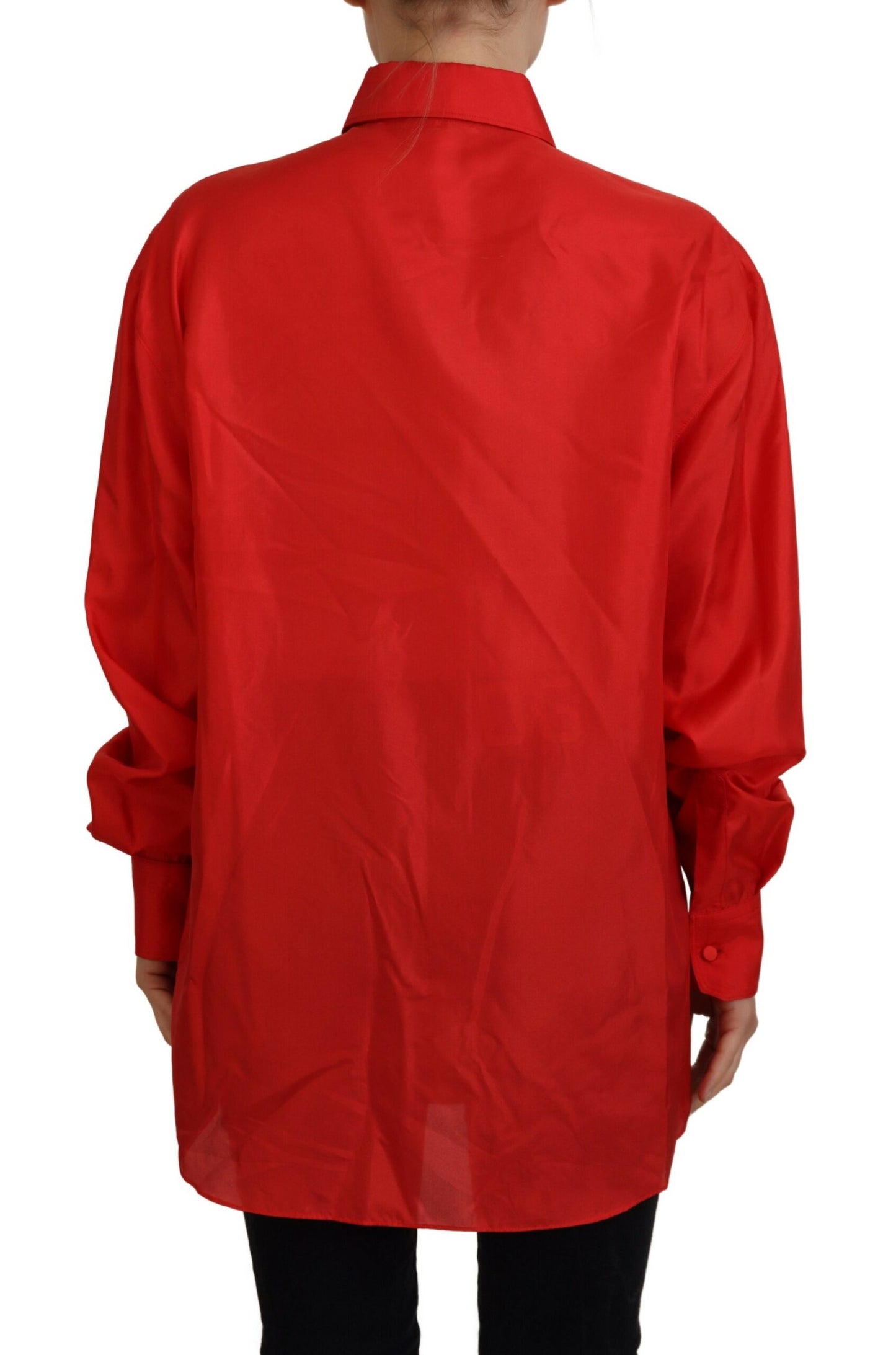 - Elegant Silk Collared Long Sleeve Polo Top