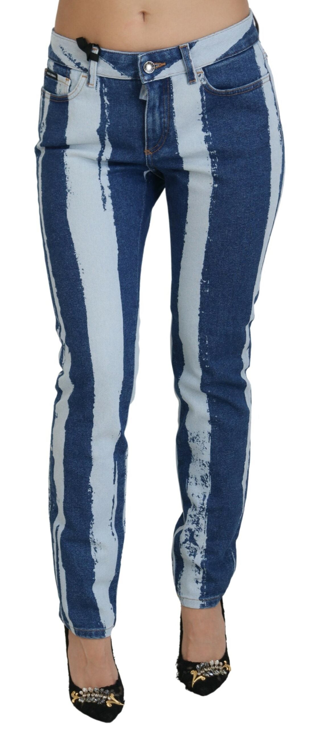 - Sleek Striped Slim Fit Italian Jeans