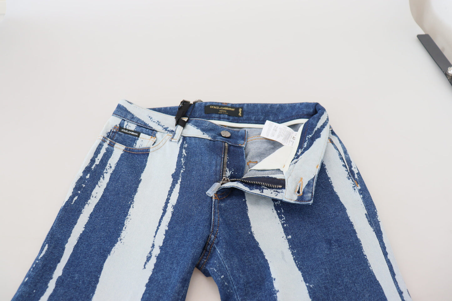 - Sleek Striped Slim Fit Italian Jeans