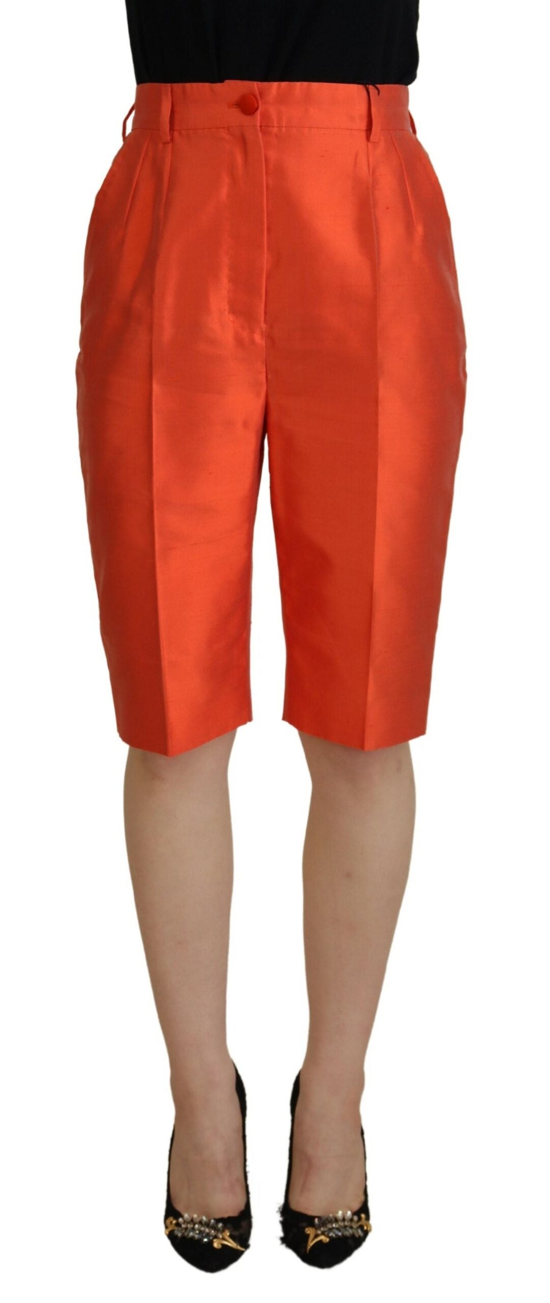 - Elegant Silk High-Waist Cropped Pants