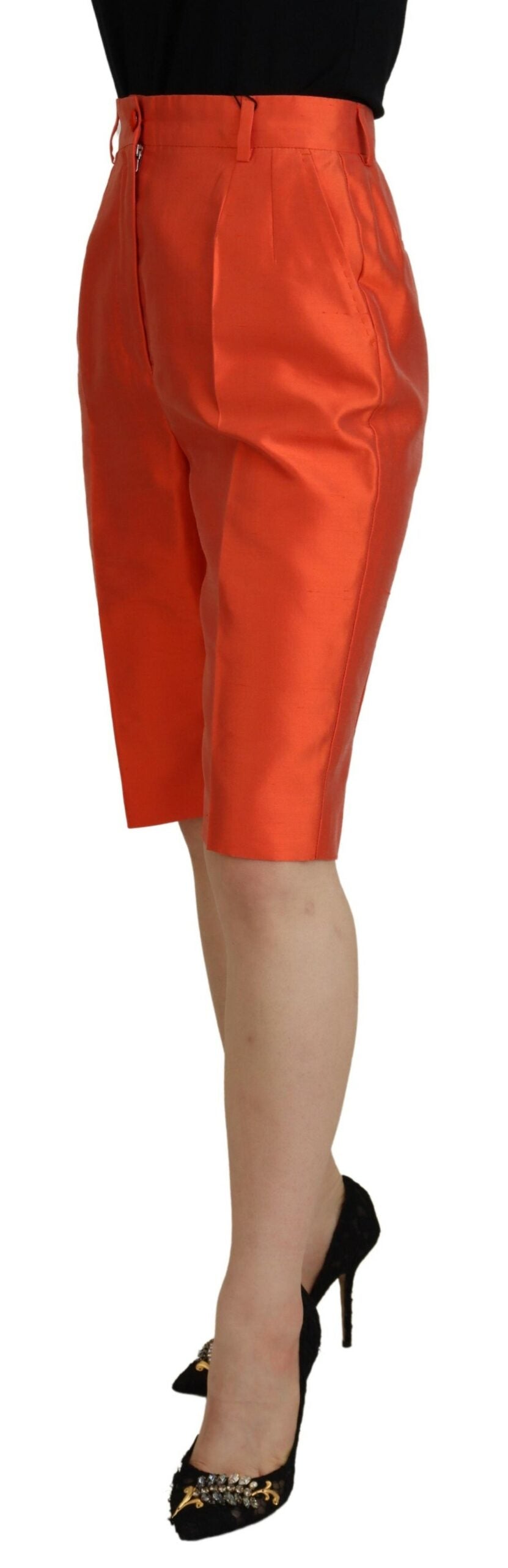 - Elegant Silk High-Waist Cropped Pants