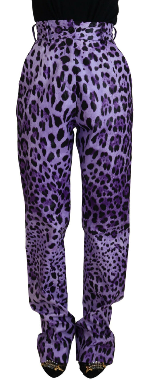 - Elegant High Waist Straight Purple Pants