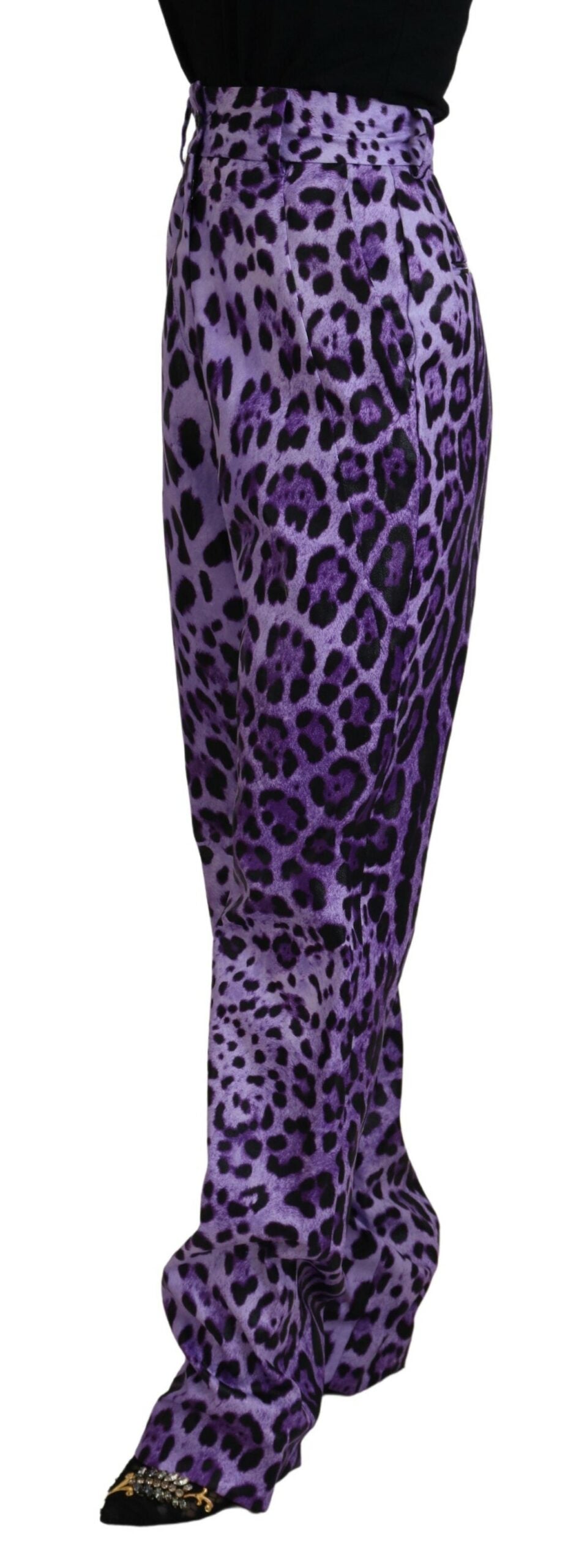 - Elegant High Waist Straight Purple Pants