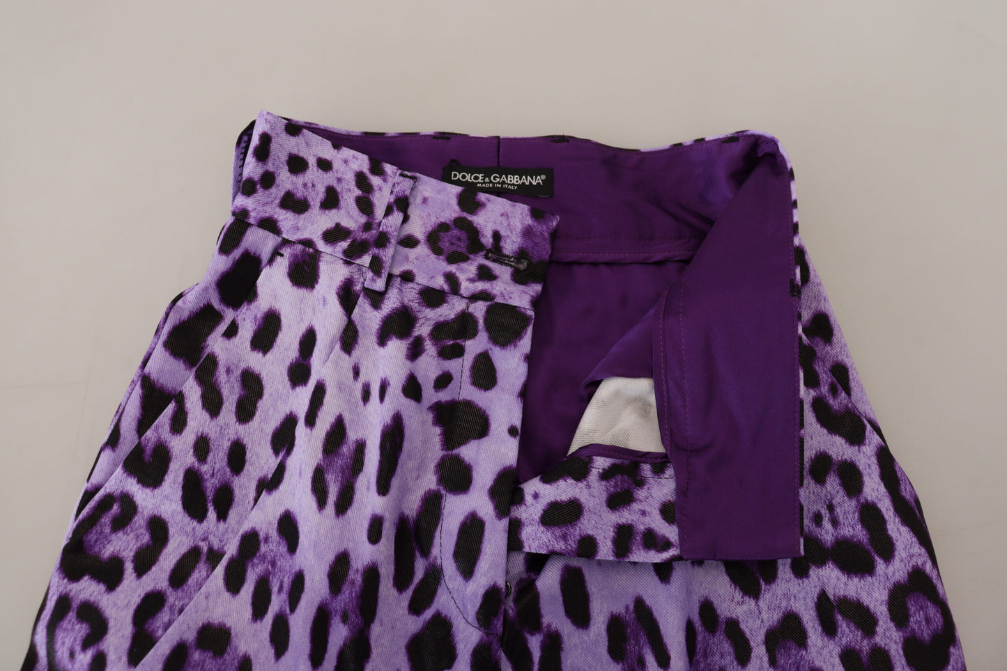 - Elegant High Waist Straight Purple Pants