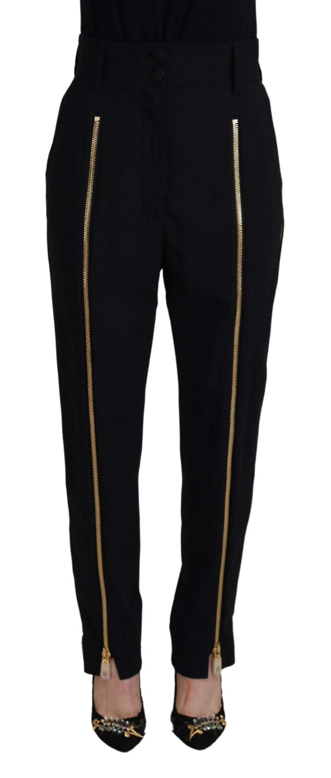 - Elegant High Waist Tapered Wool Pants