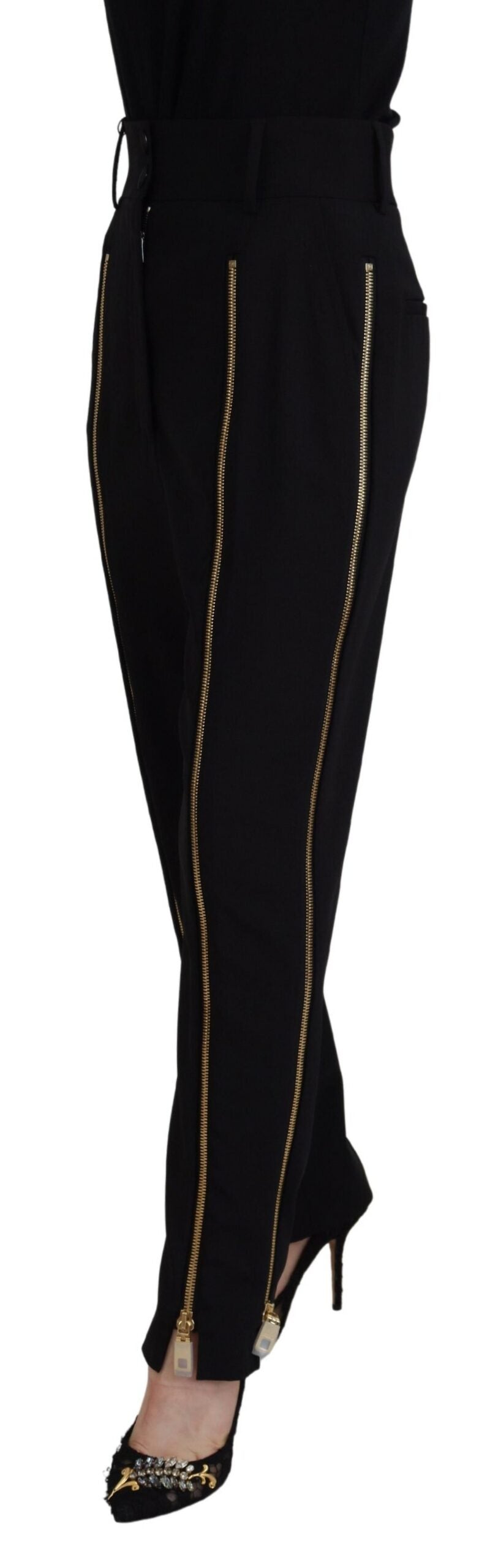 - Elegant High Waist Tapered Wool Pants