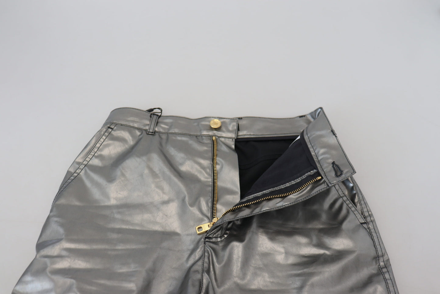 - Elegant High Waist Skinny Pants in Silver