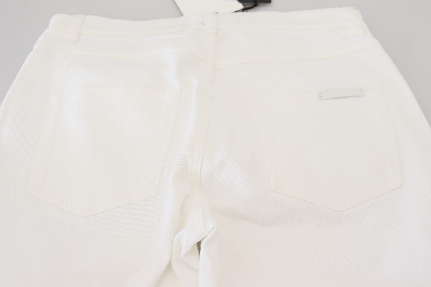 - Elegant White Mid Waist Skinny Jeans