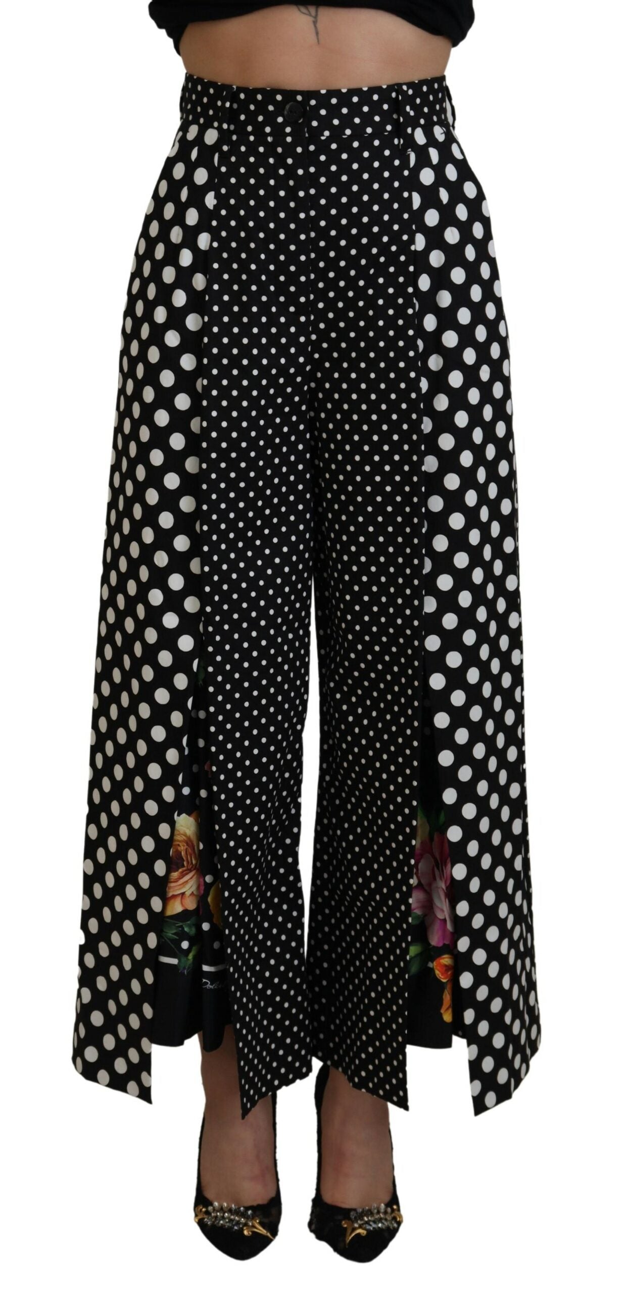 Elegant High-Waist Polka Dot Pants by Dolce & Gabbana