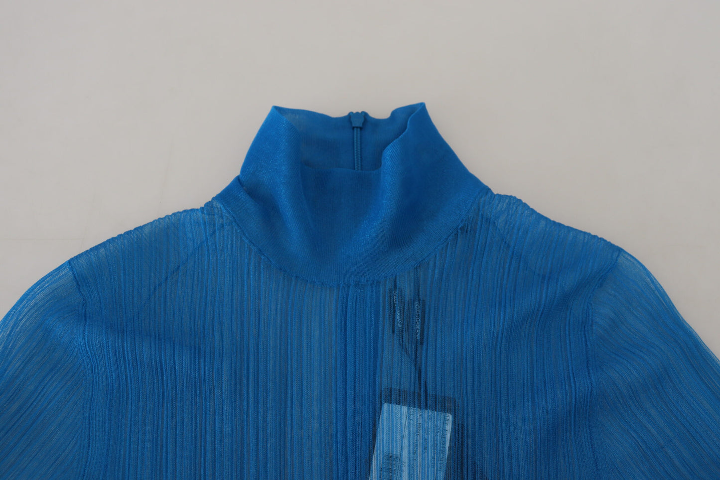 - Elegant Blue Mesh Blouse Top