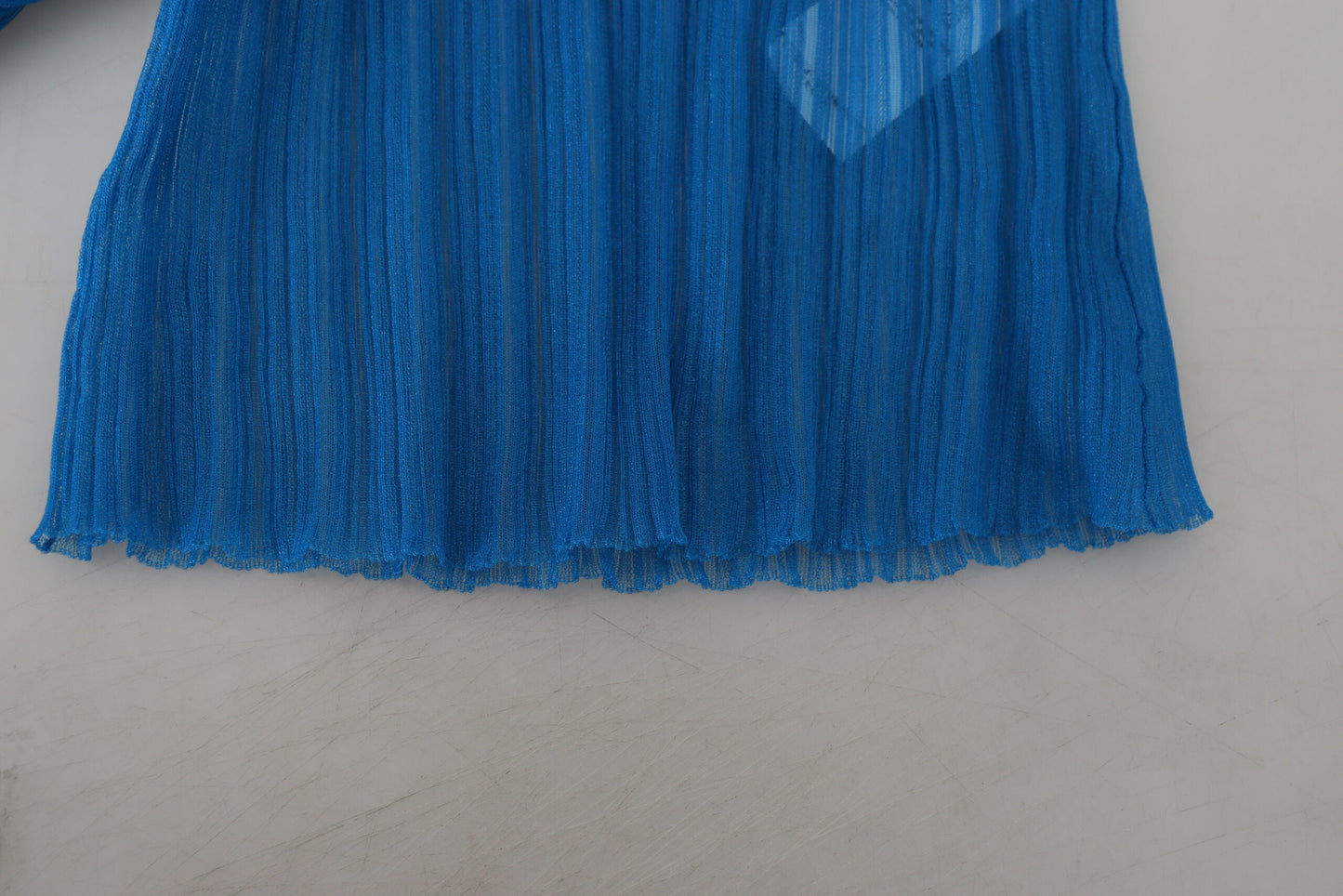 - Elegant Blue Mesh Blouse Top