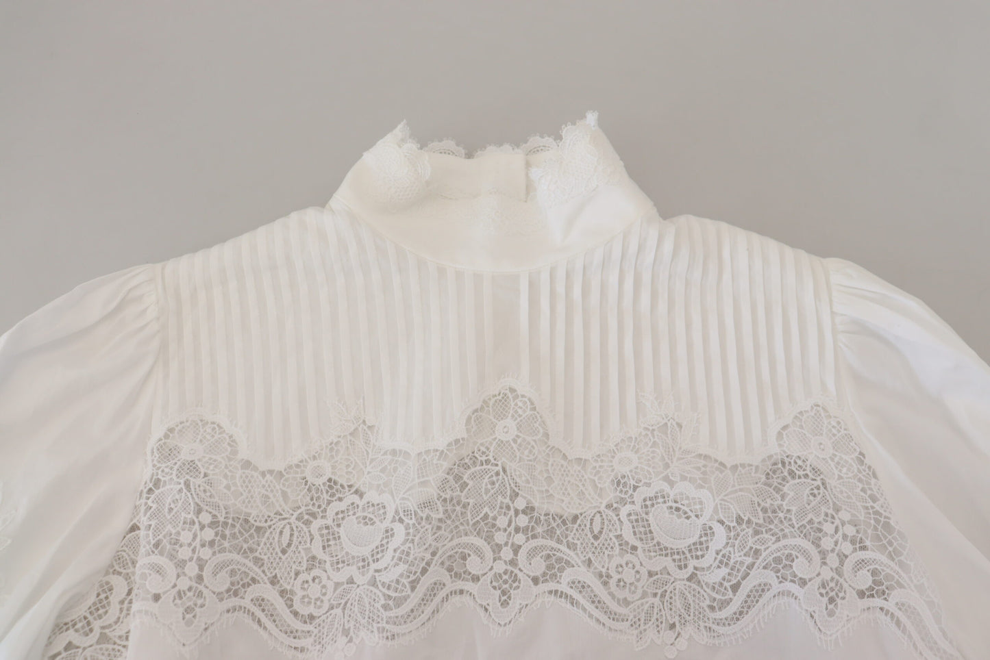 - Elegant White Lace Trim Cotton Blouse