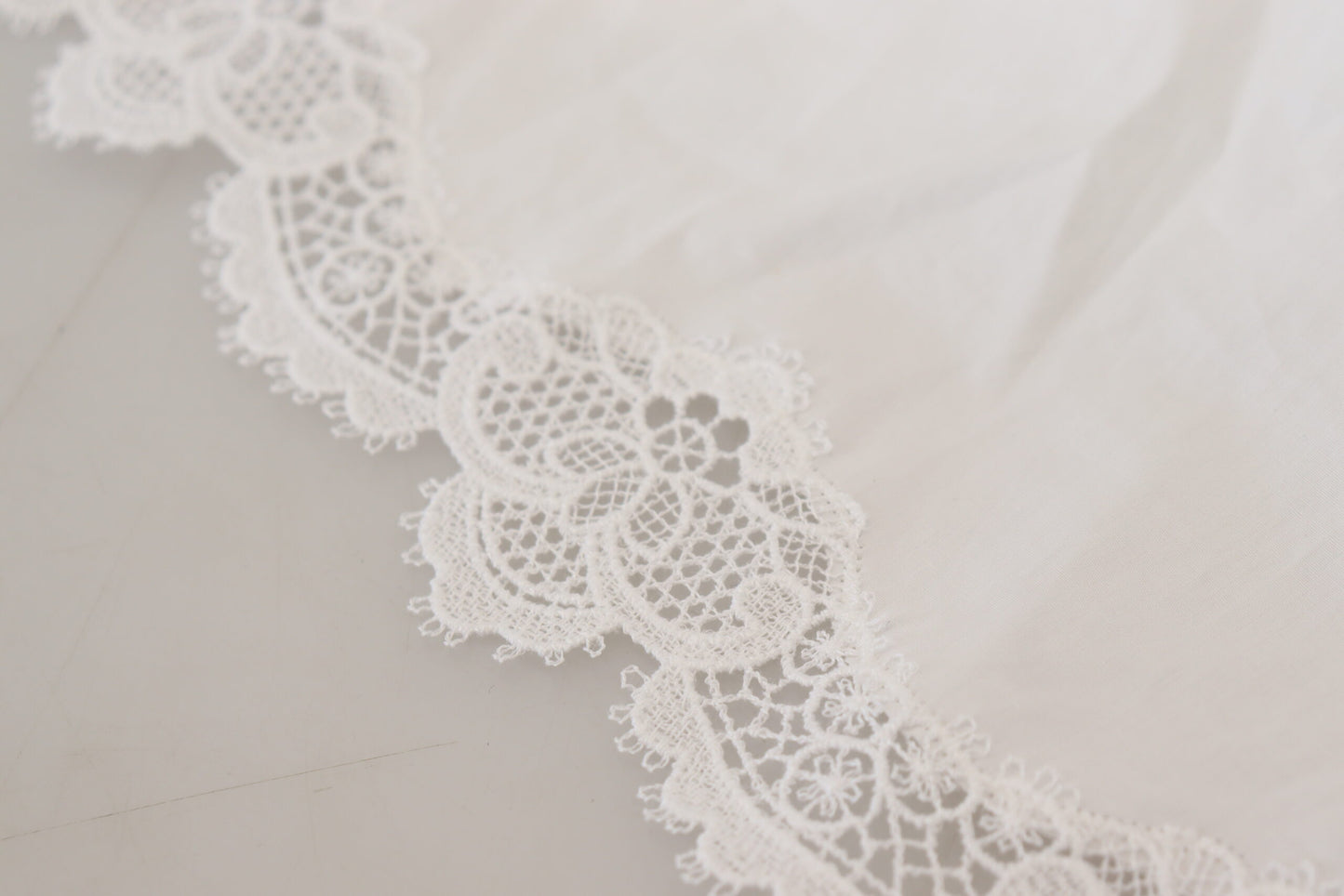 - Elegant White Lace Trim Cotton Blouse