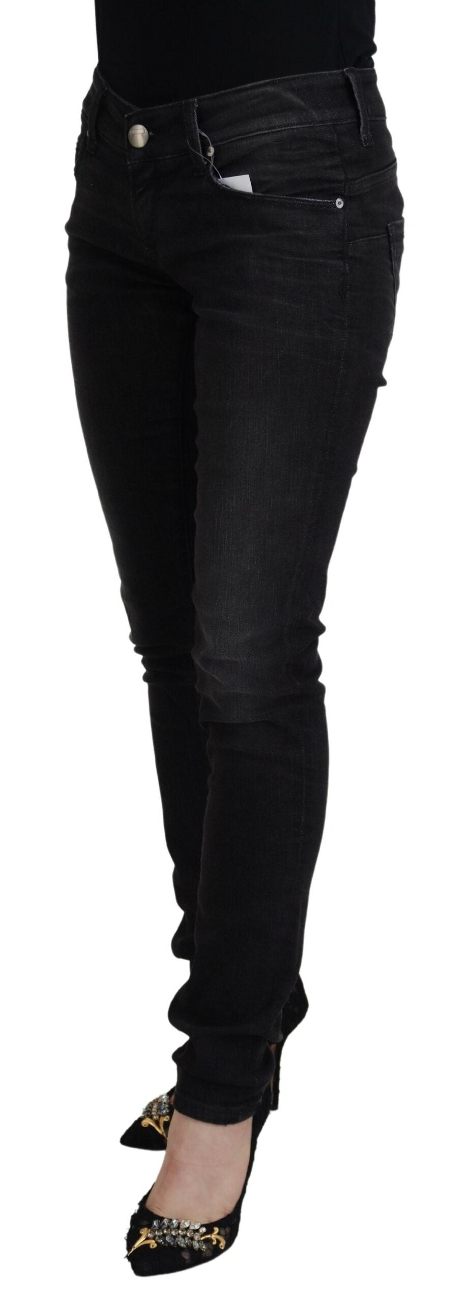 - Chic Black Low Waist Straight Leg Jeans