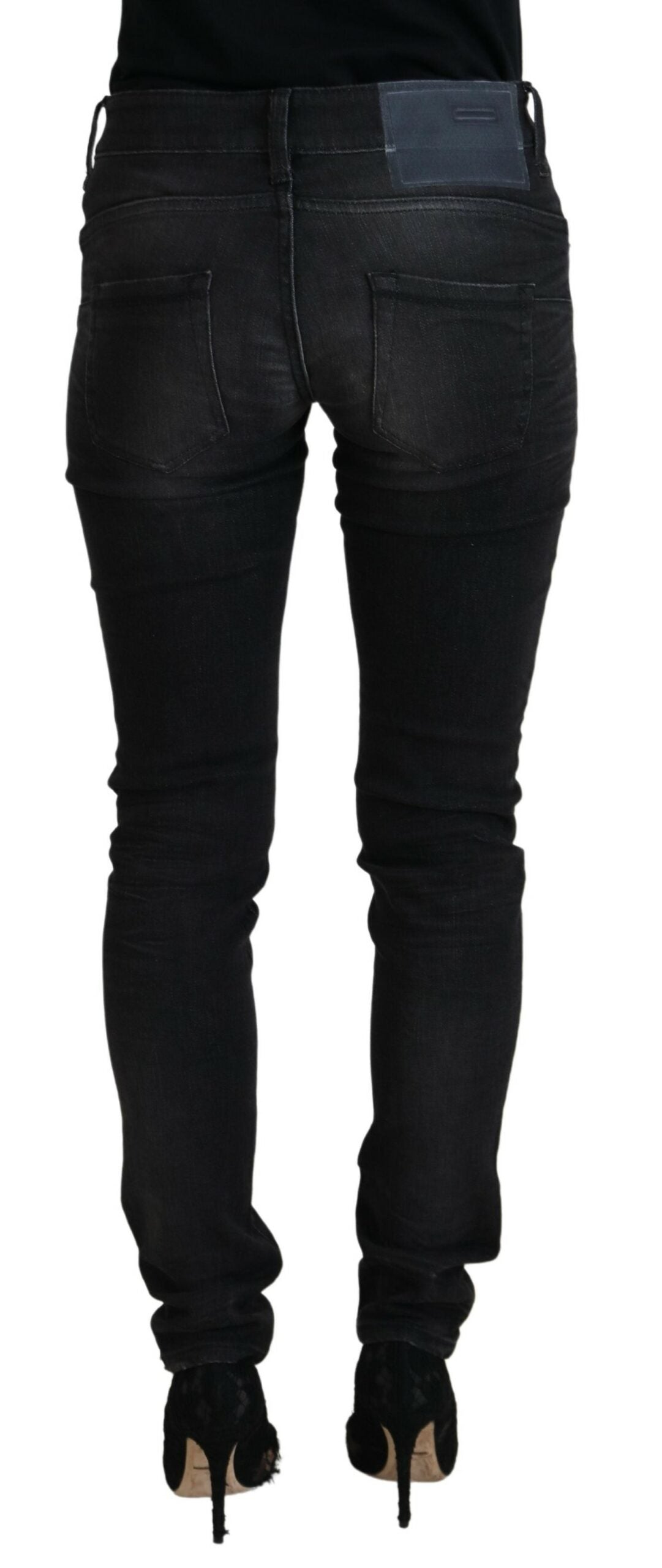 - Chic Black Low Waist Straight Leg Jeans