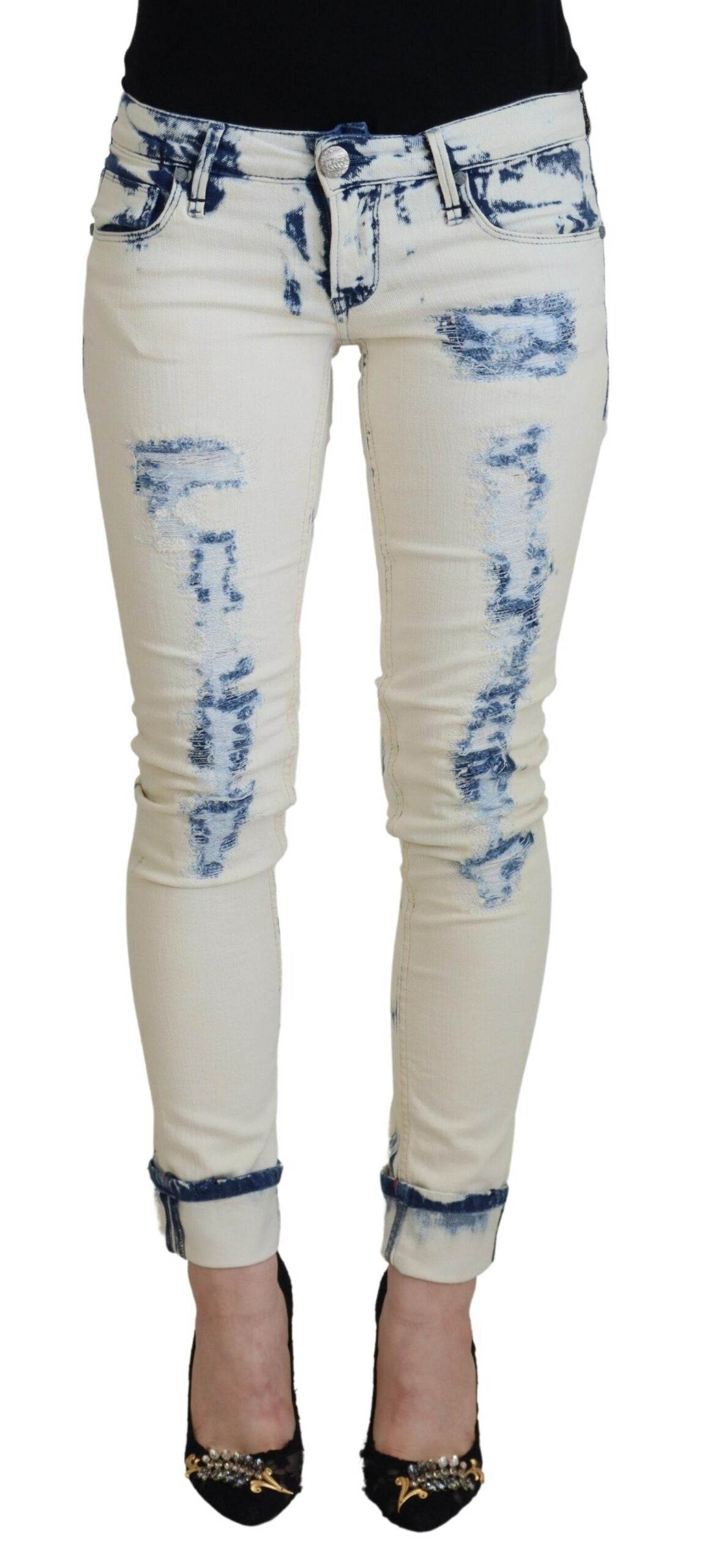 - Chic Low Waist Tattered Skinny Jeans