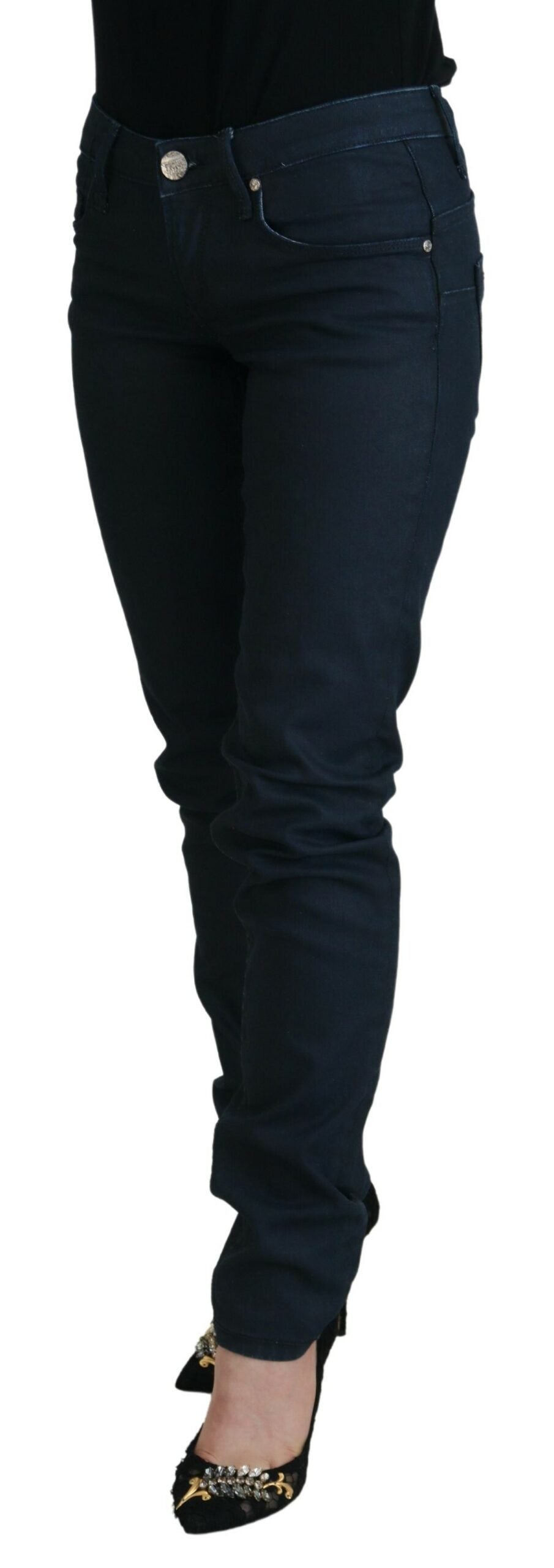 - Chic Low Waist Skinny Jeans in Blue