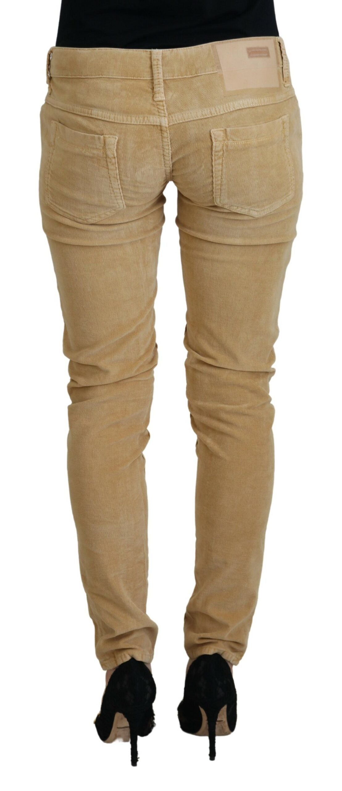- Chic Brown Low Waist Skinny Corduroy Pants