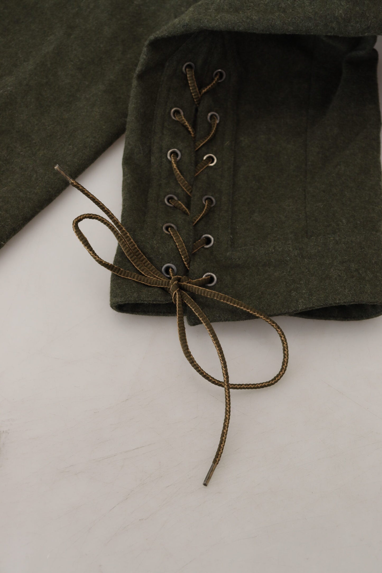 - Elegant Tapered Green Wool-Blend Pants