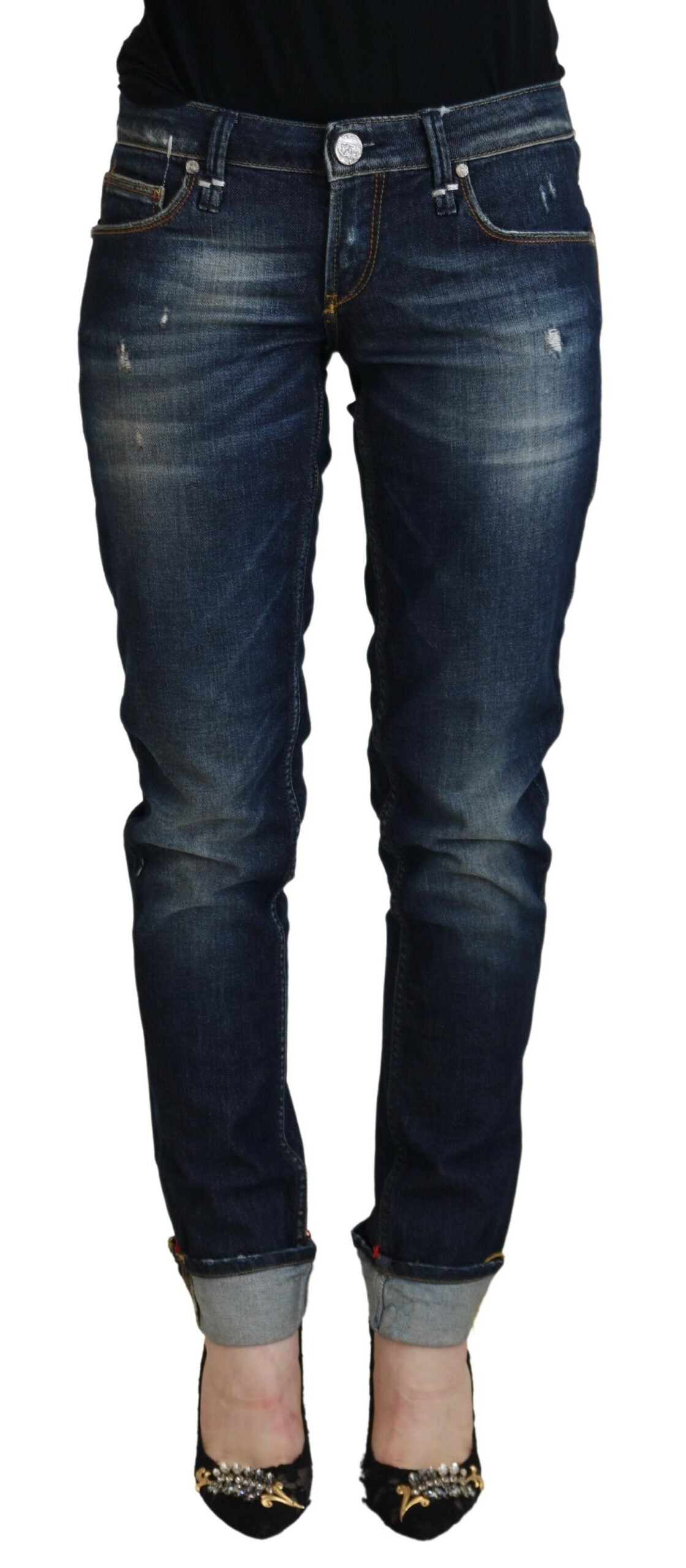 - Elegant Slim Fit Low Waist Denim Pants