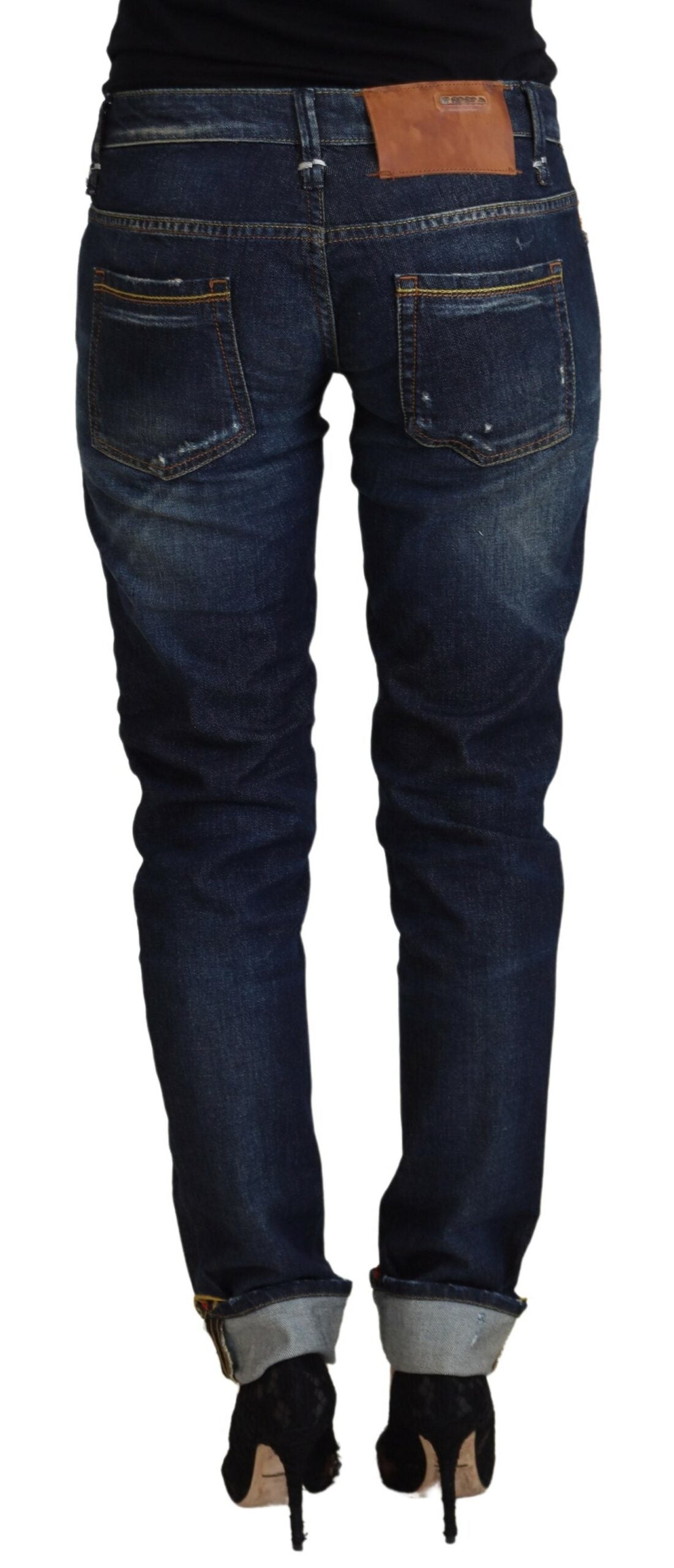 - Elegant Slim Fit Low Waist Denim Pants