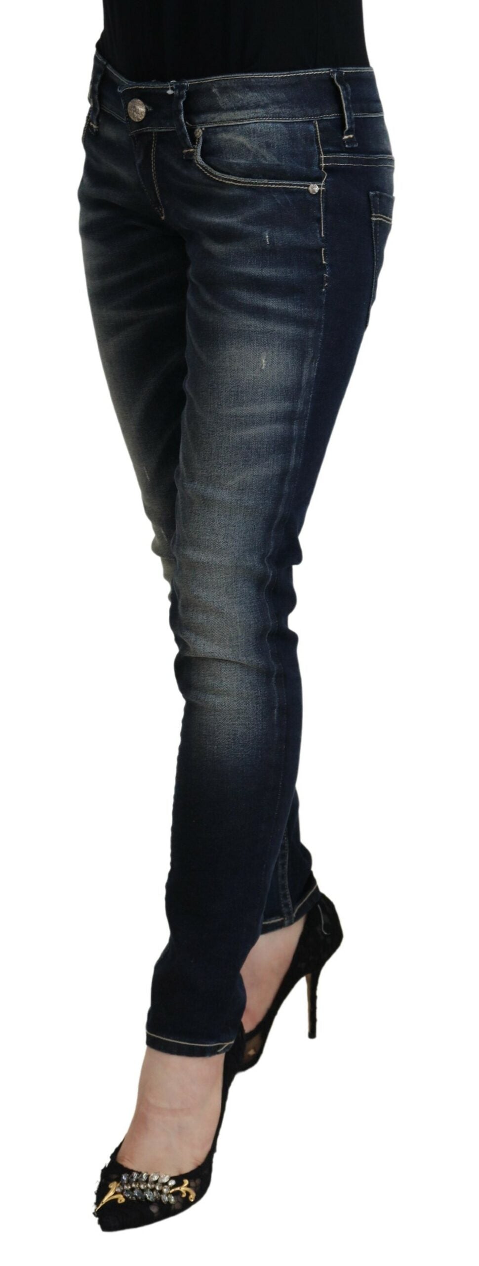 - Chic Blue Washed Skinny Low Waist Jeans
