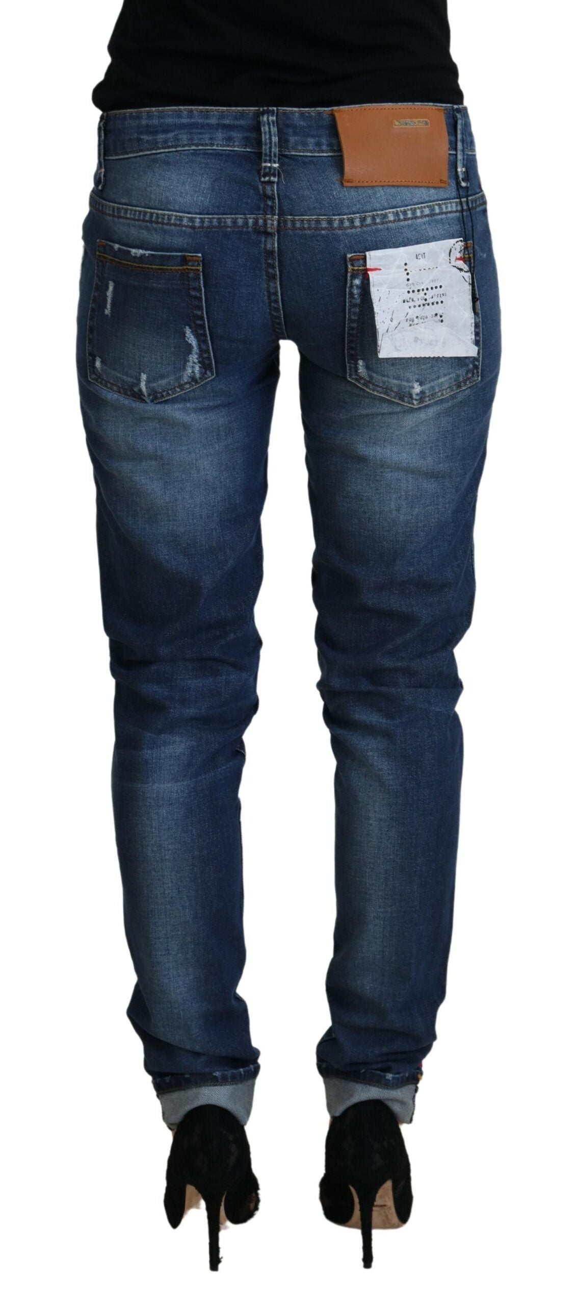 - Elegant Blue Washed Low Waist Skinny Jeans