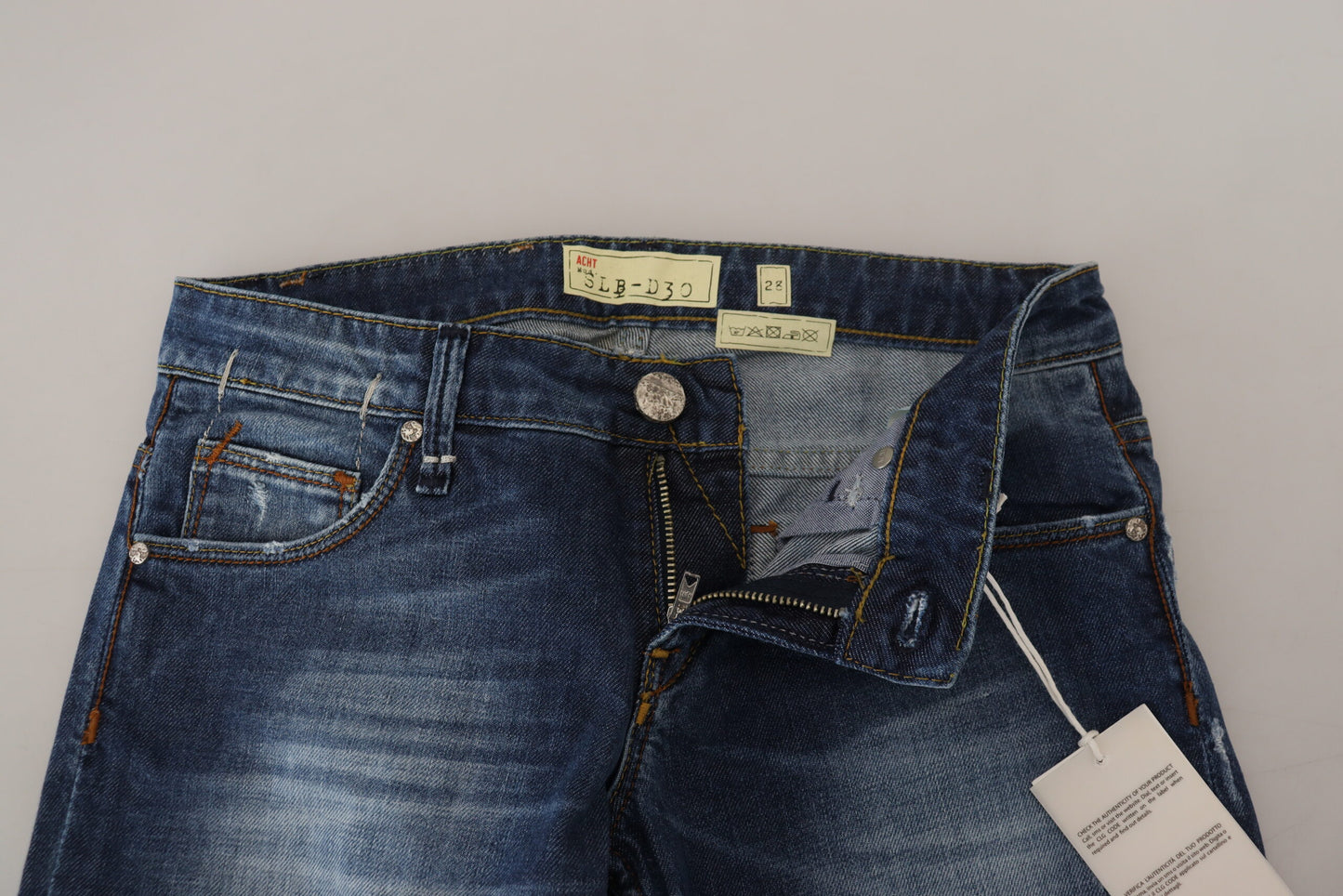 - Elegant Blue Washed Low Waist Skinny Jeans