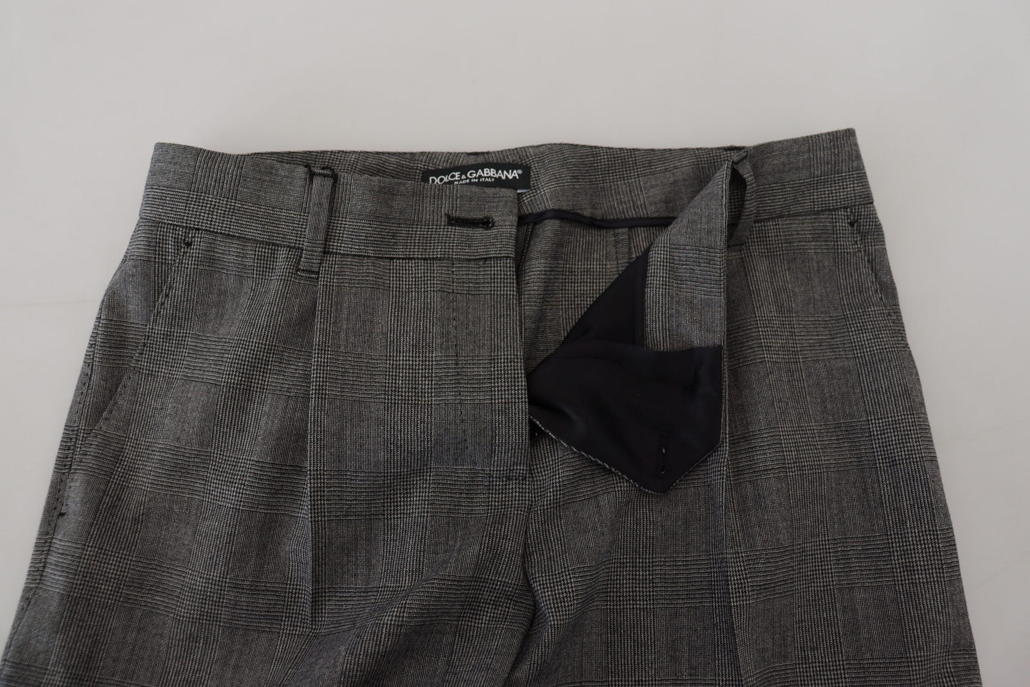 - High-Waist Plaid Virgin Wool Pants