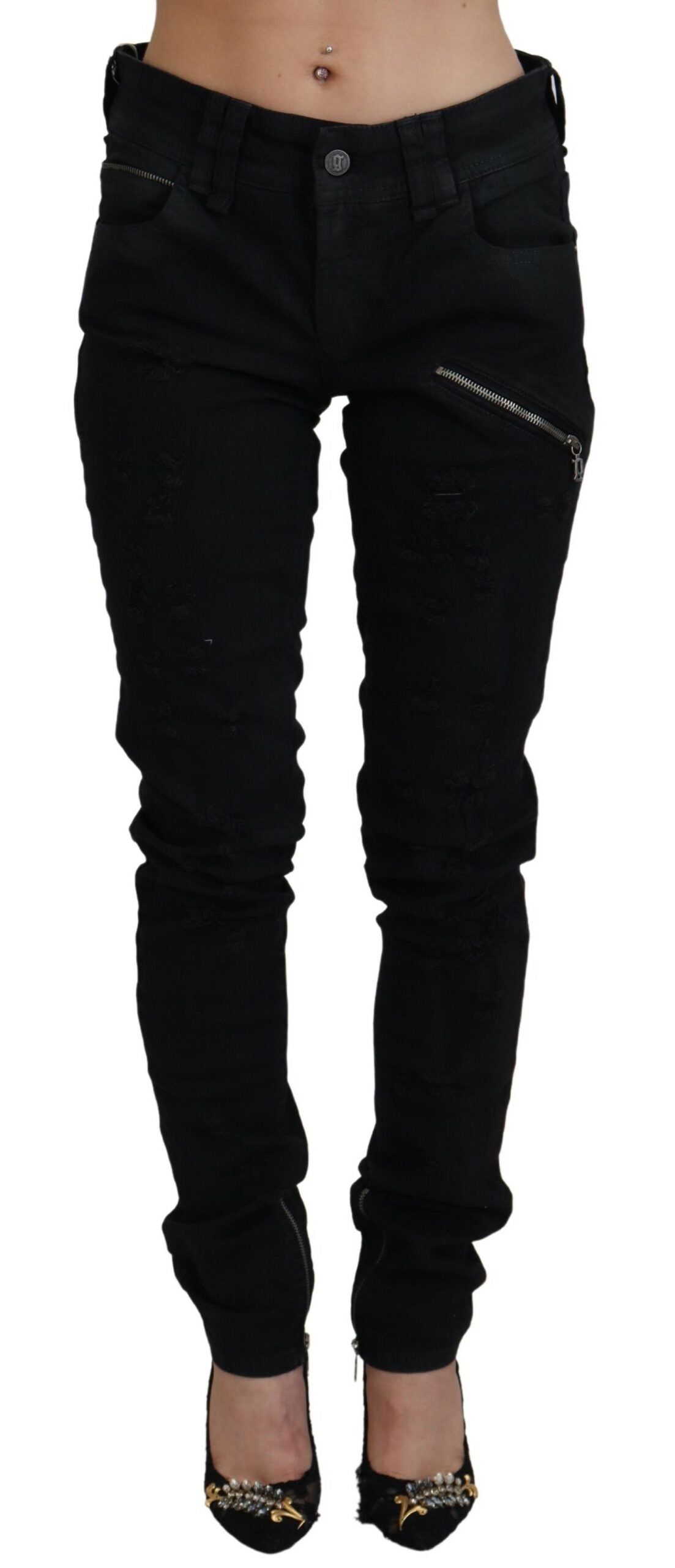- Chic Mid Waist Flared Black Jeans