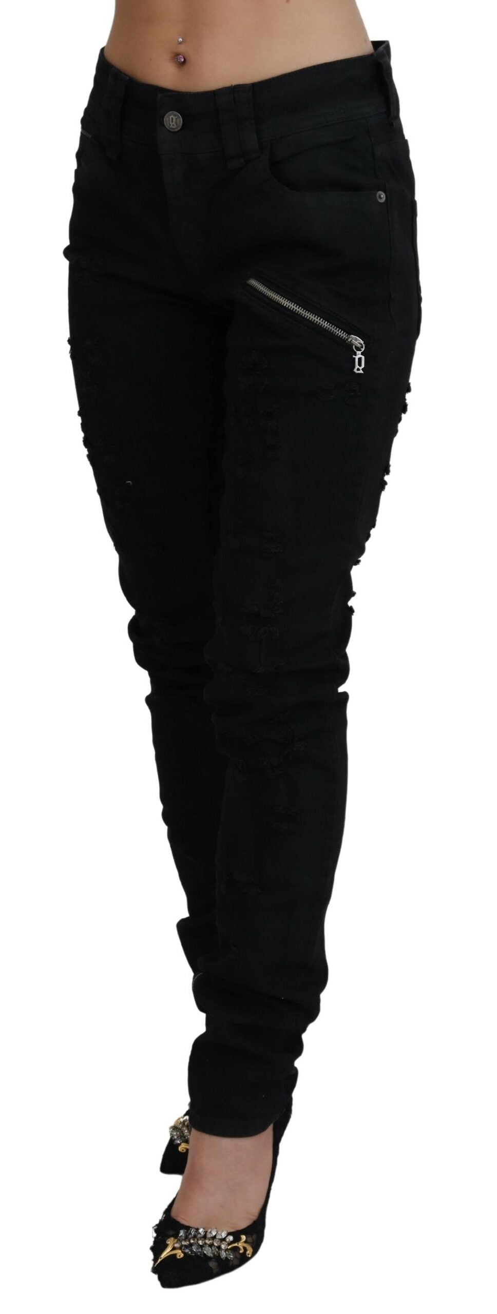 - Chic Mid Waist Flared Black Jeans