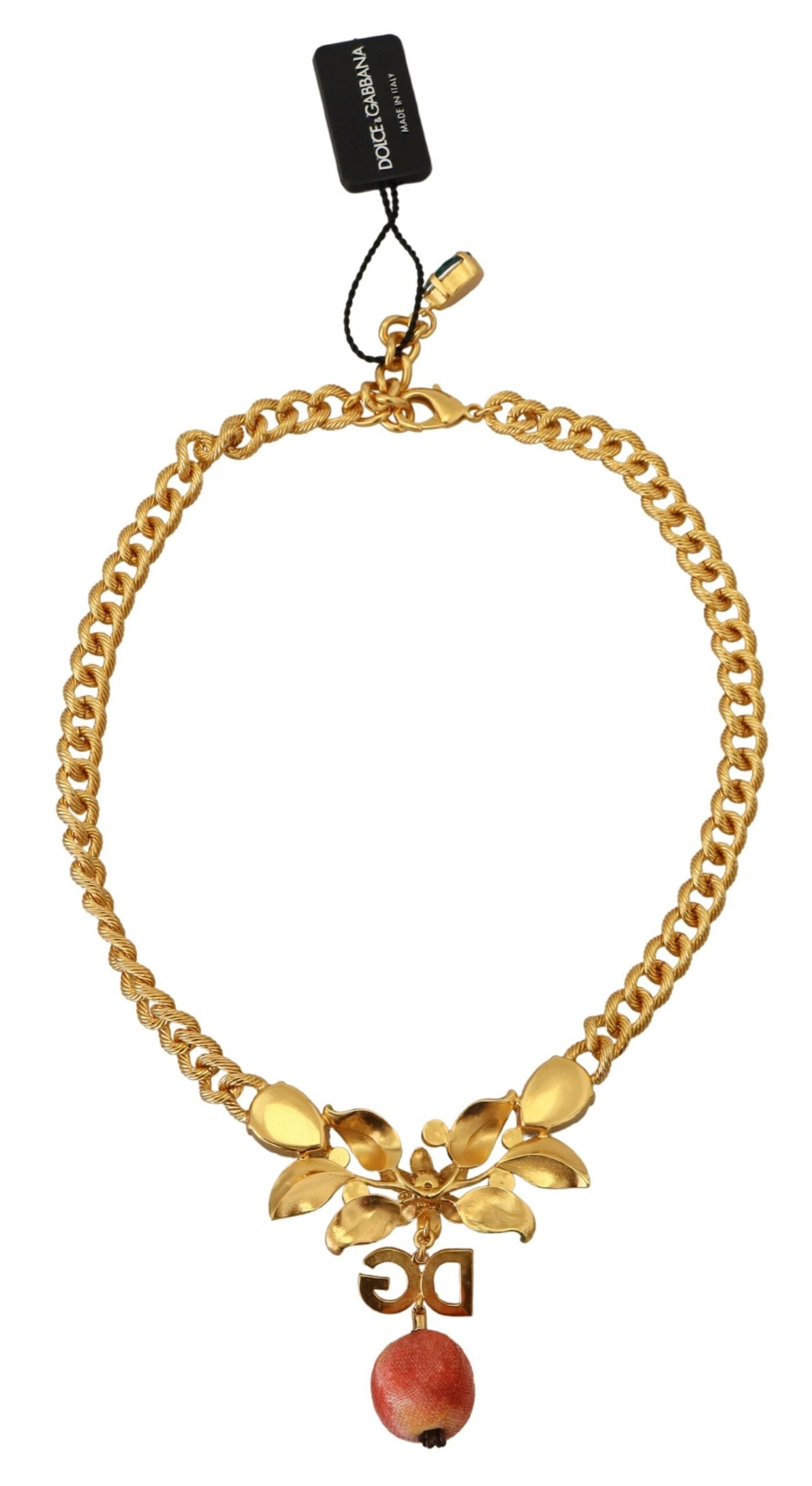 Elegant Gold-Tone Floral Fruit Necklace - The Luxe Alliance