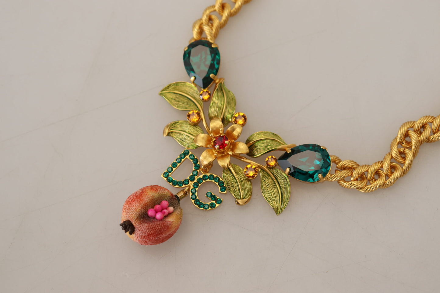Elegant Gold-Tone Floral Fruit Necklace - The Luxe Alliance
