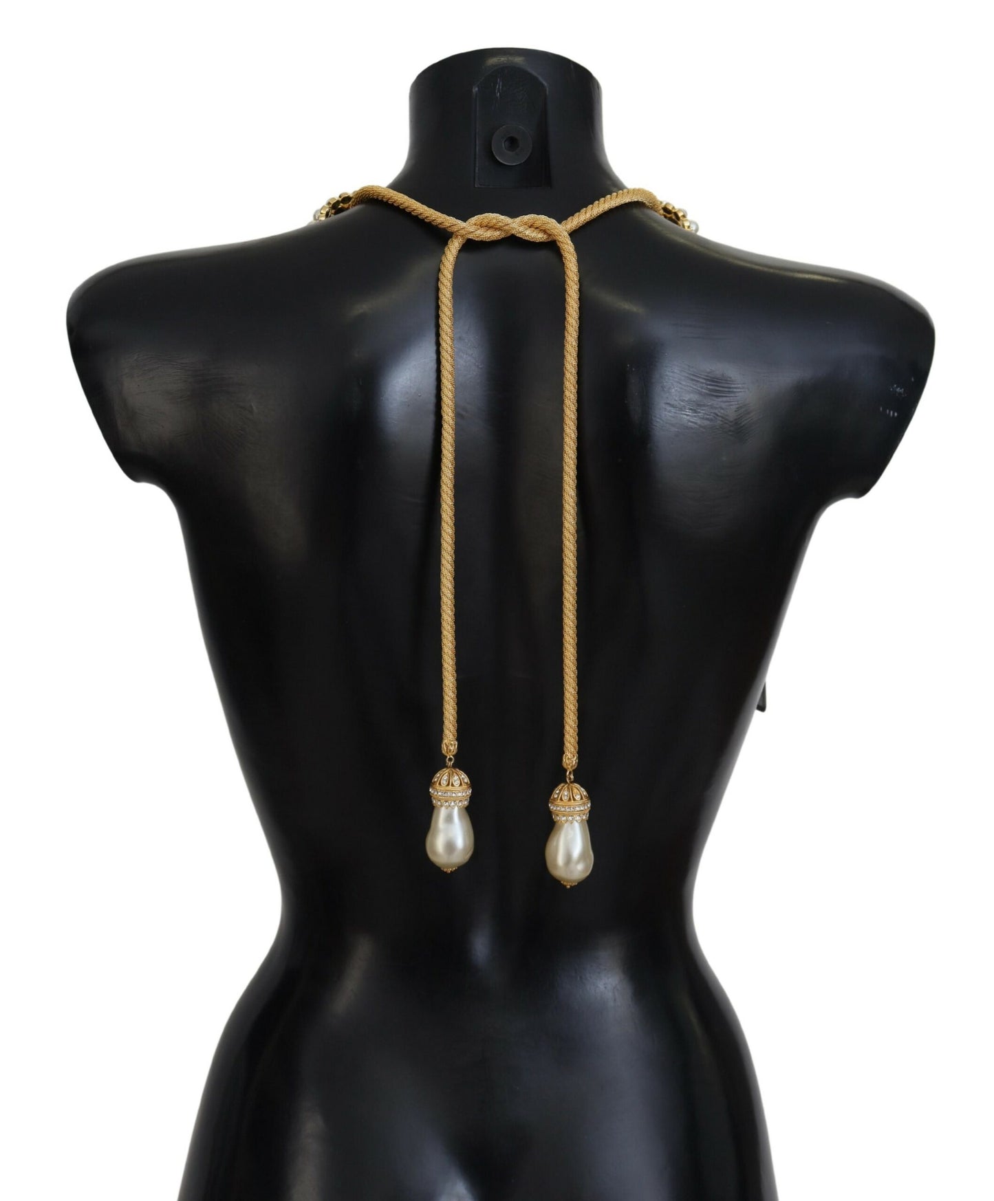 - Elegant Gold Brass Pearl Statement Necklace