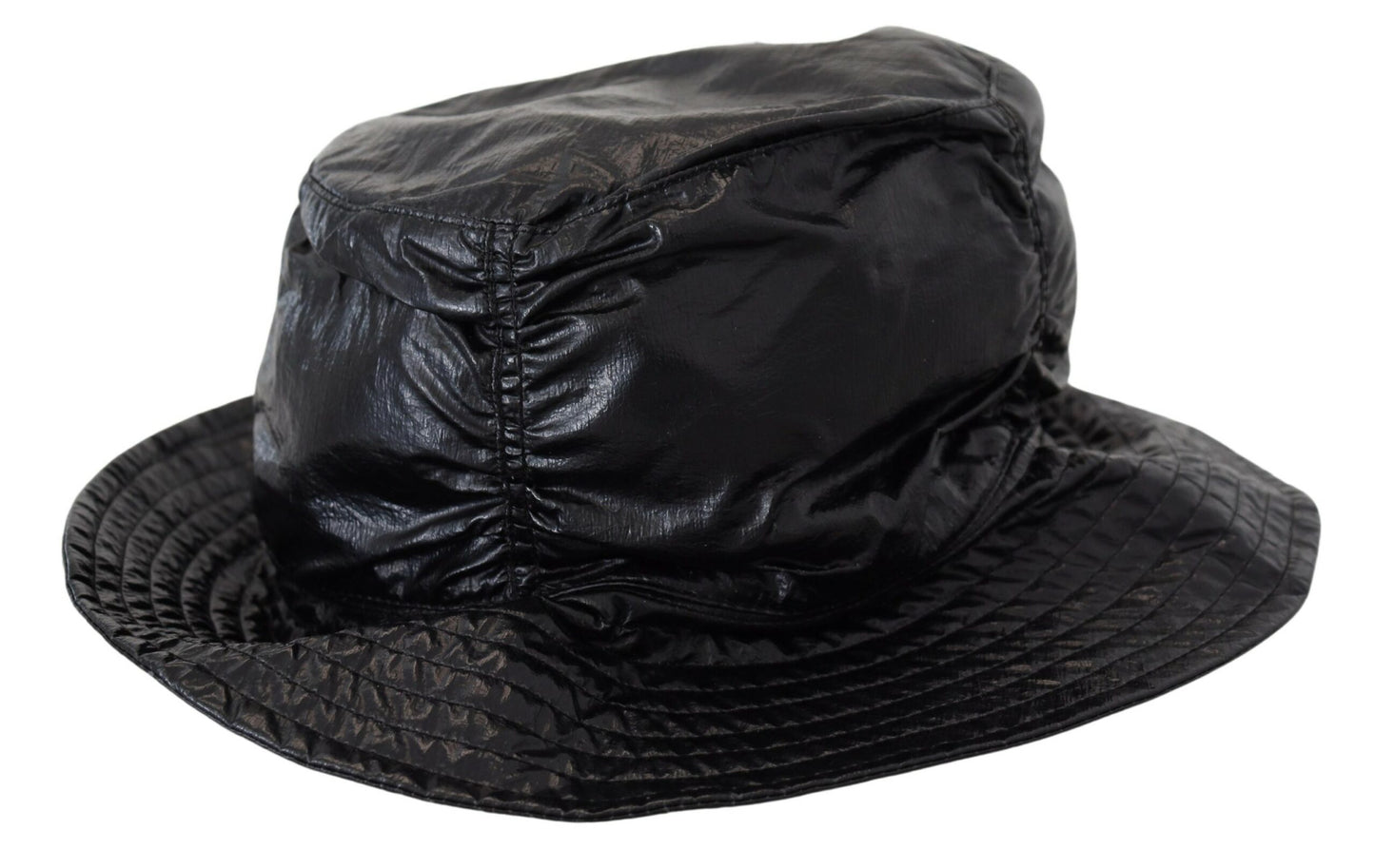 Dolce & Gabbana Black Quilted Faux Leather Bucket Cap Hat