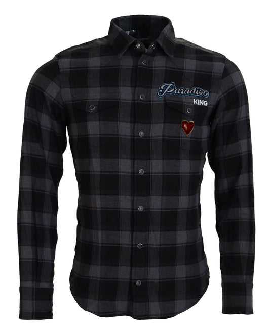 - Elegant Black and Gray Button Down Shirt