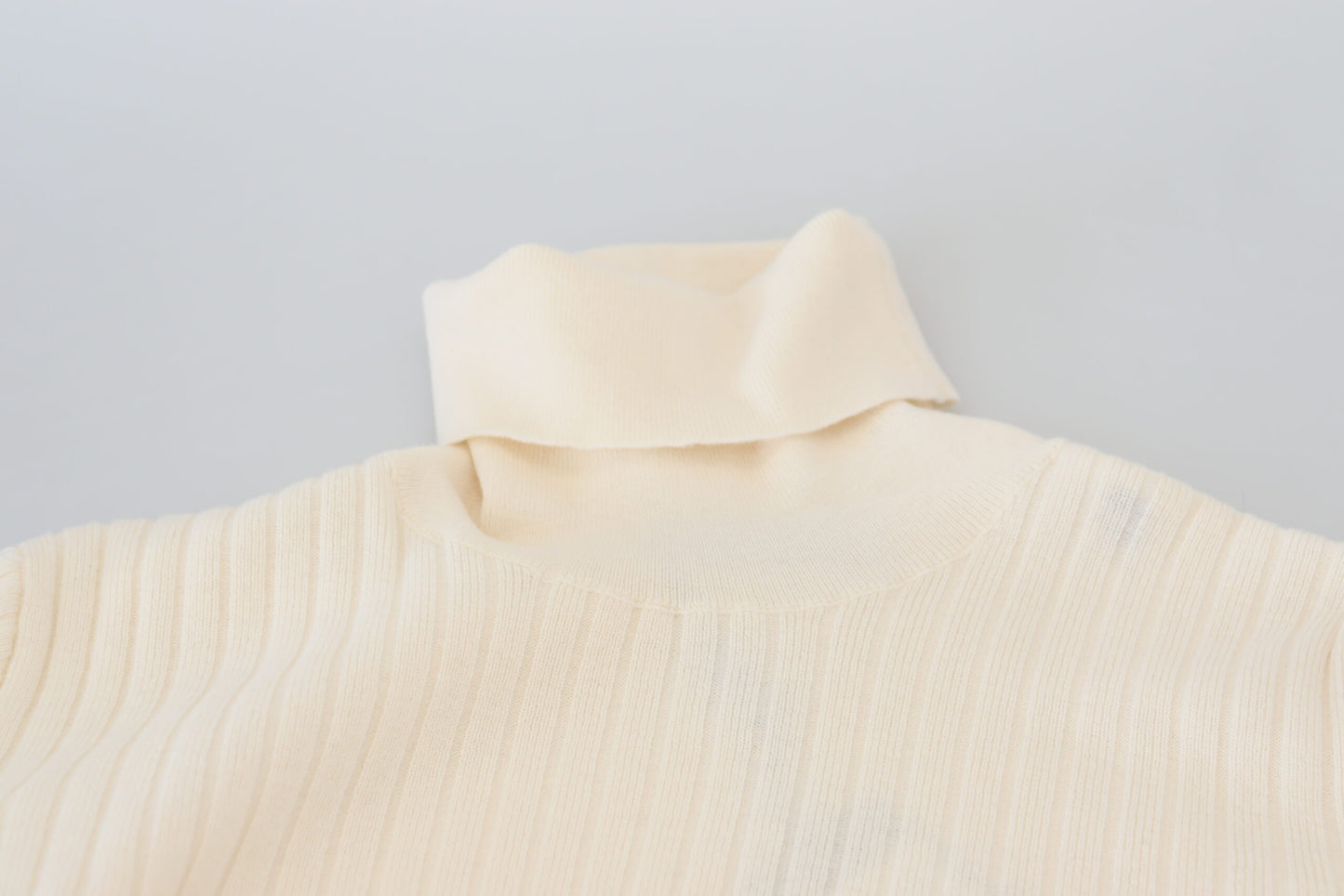 - Ivory Turtleneck Wool Blend Sweater