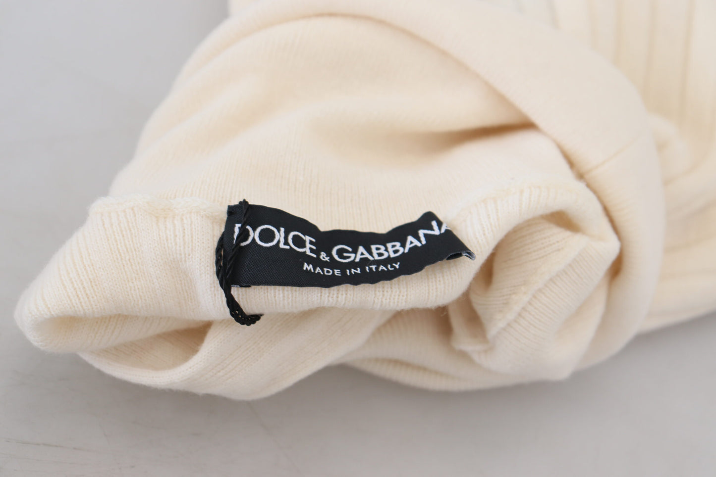 - Ivory Turtleneck Wool Blend Sweater