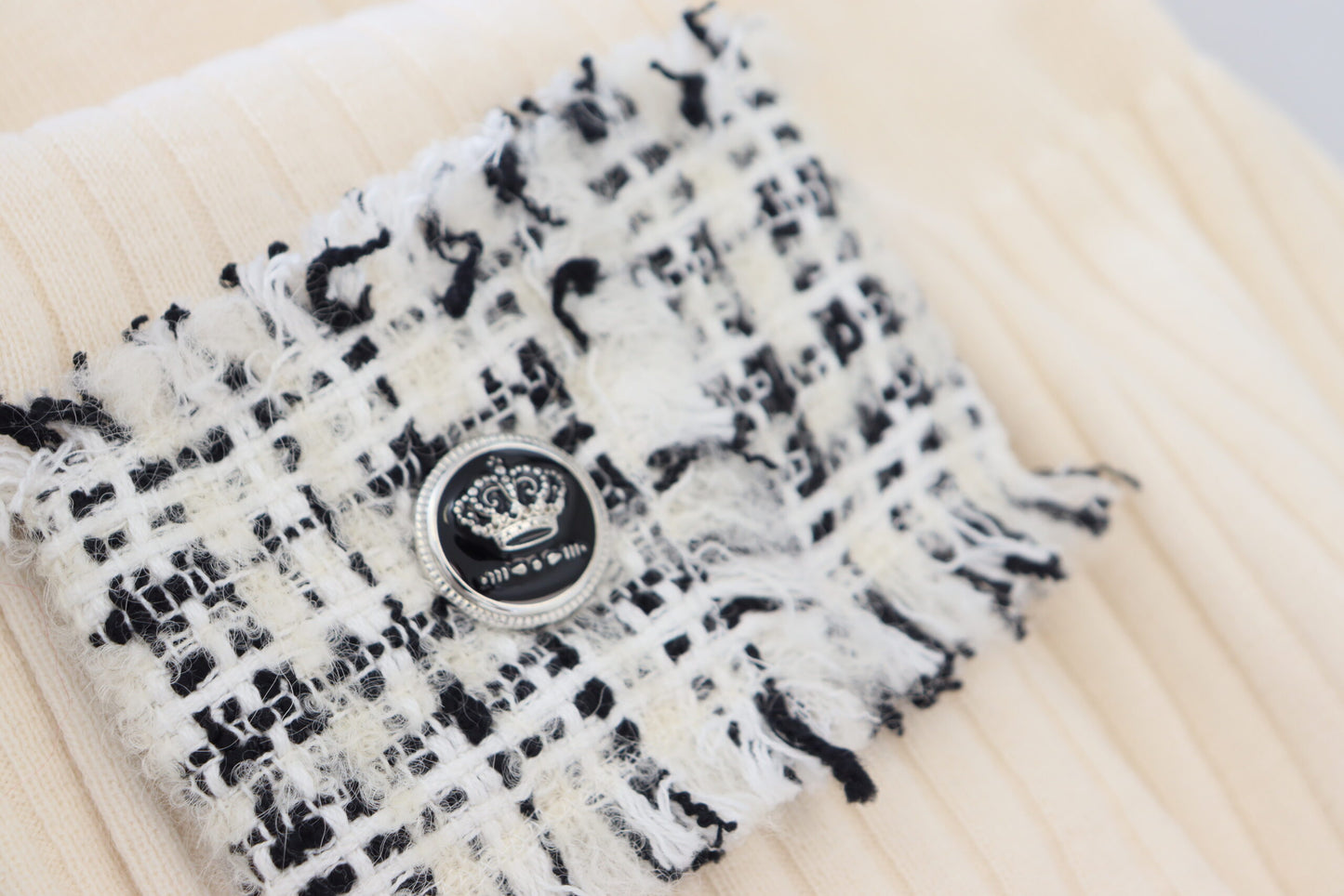 - Ivory Turtleneck Wool Blend Sweater
