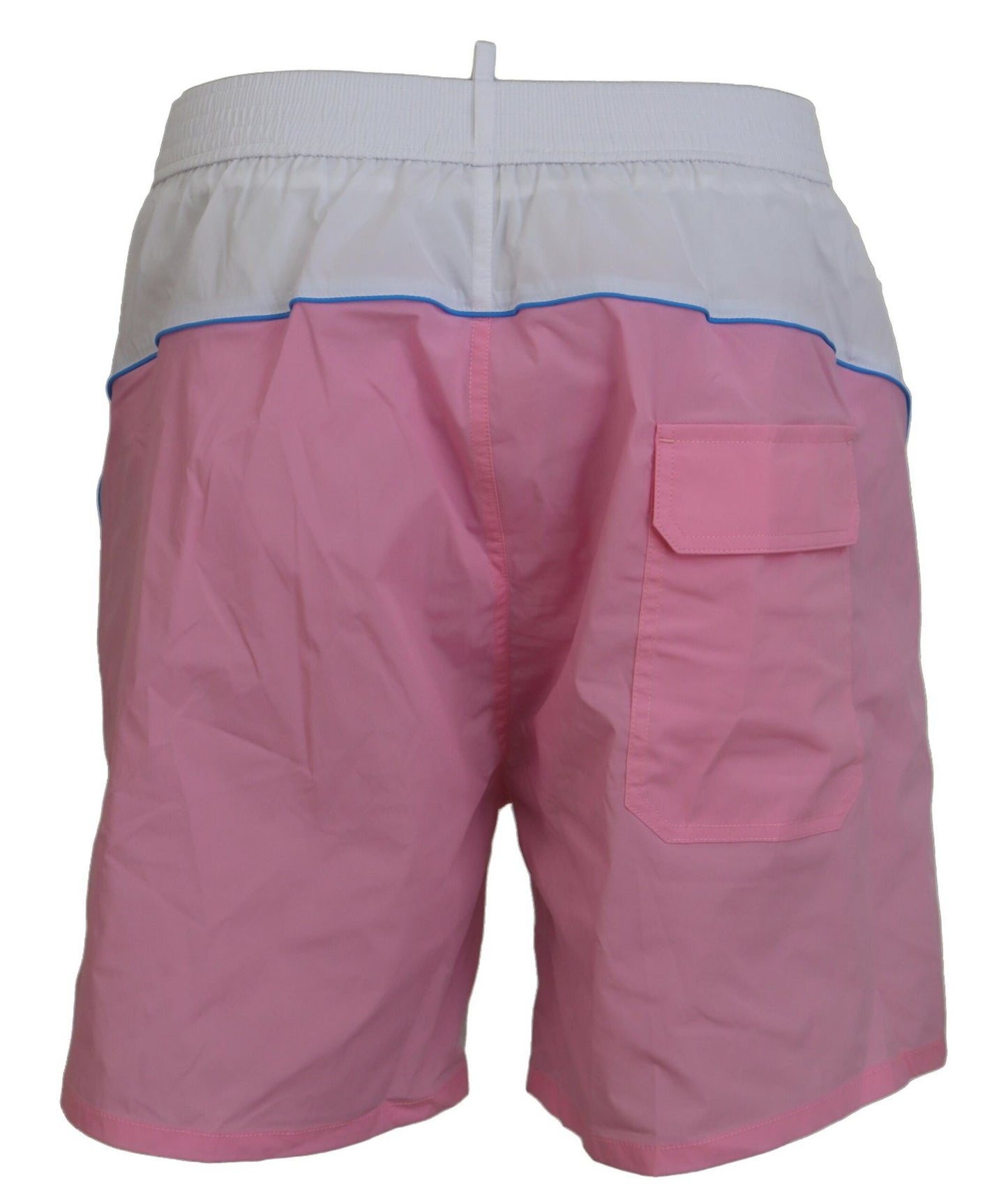 - Chic White & Pink Print Swim Shorts