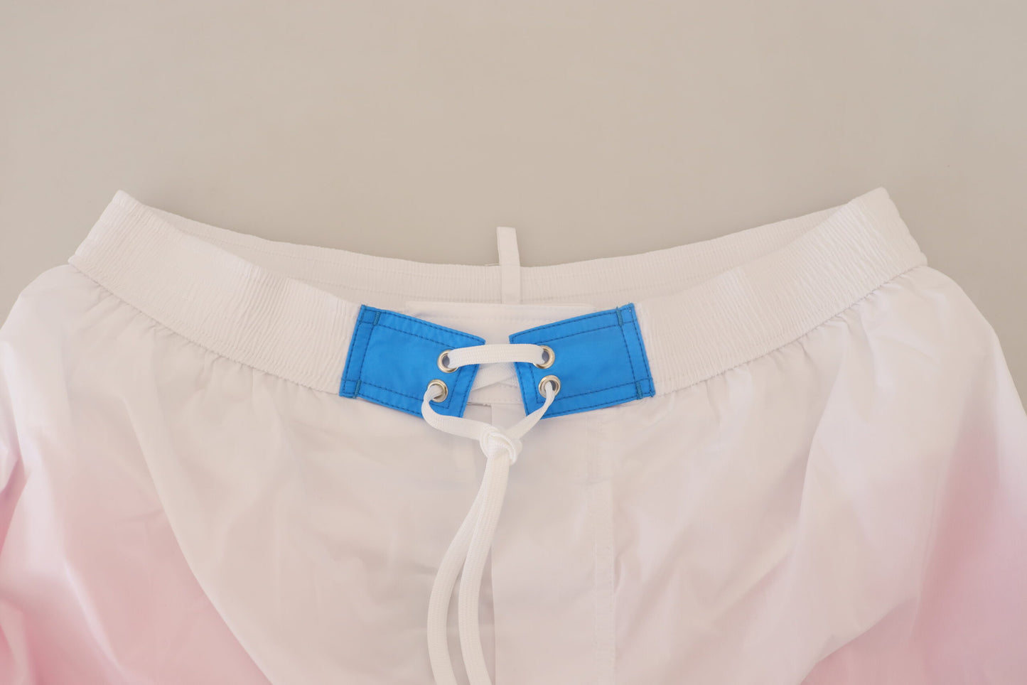 - Chic White & Pink Print Swim Shorts