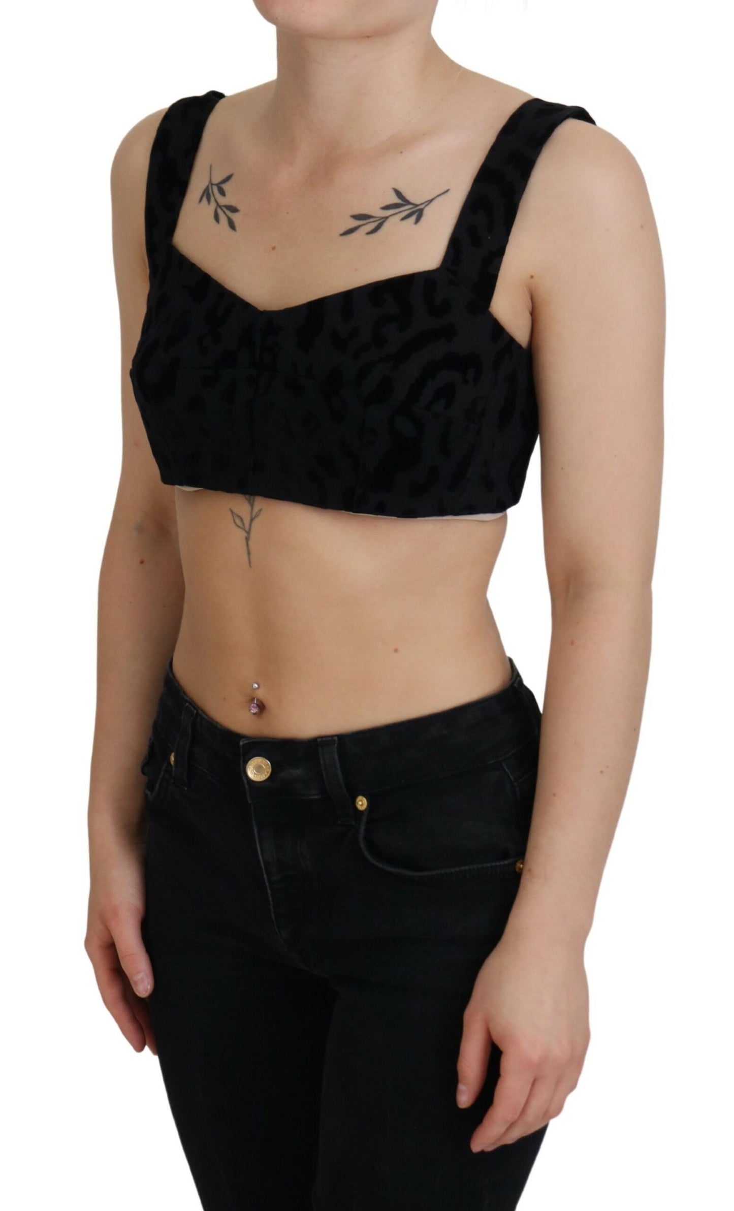 - Elegant Black Cotton Blend Bustier Corset Top