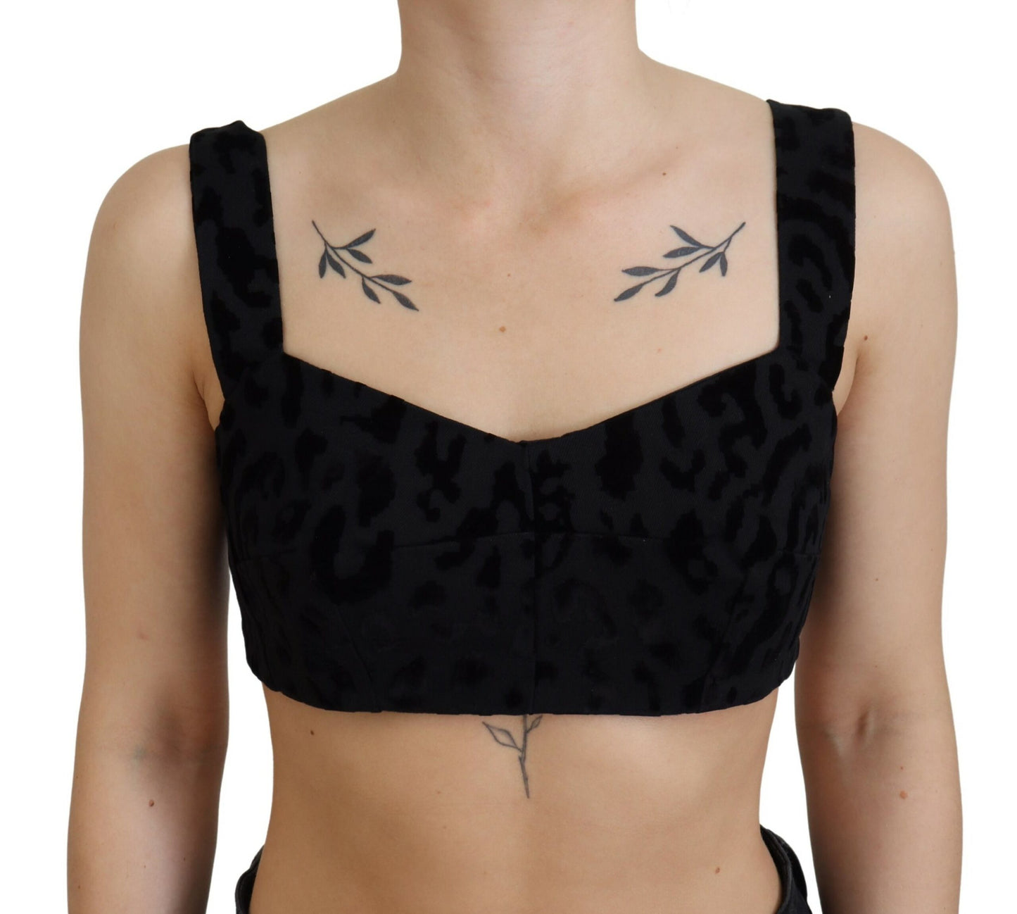 - Elegant Black Cotton Blend Bustier Corset Top